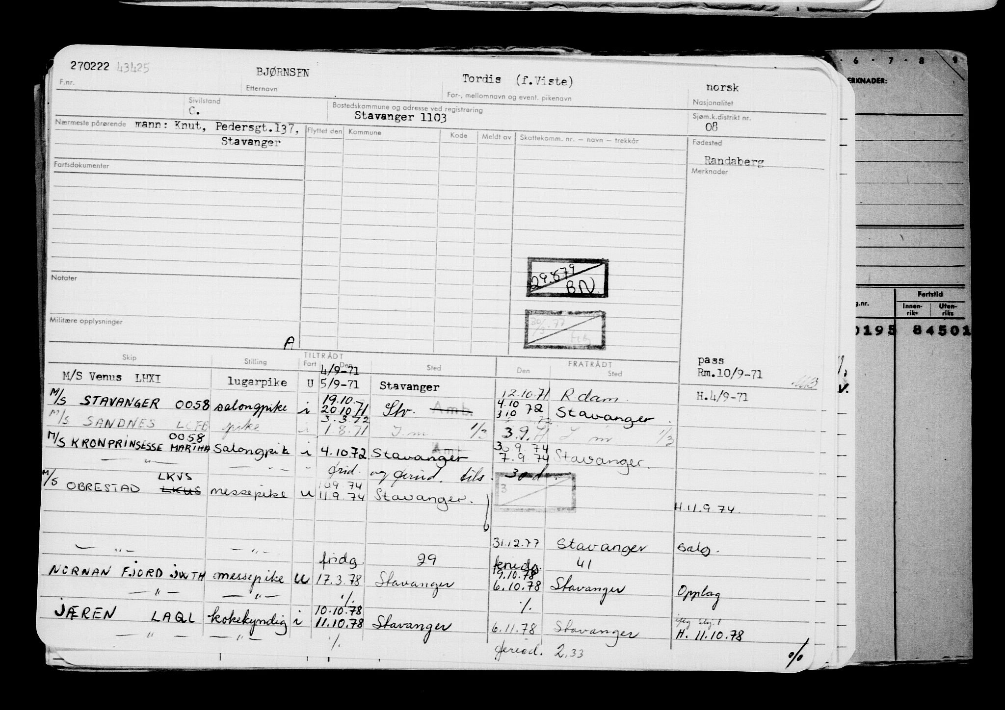 Direktoratet for sjømenn, AV/RA-S-3545/G/Gb/L0203: Hovedkort, 1922, s. 423