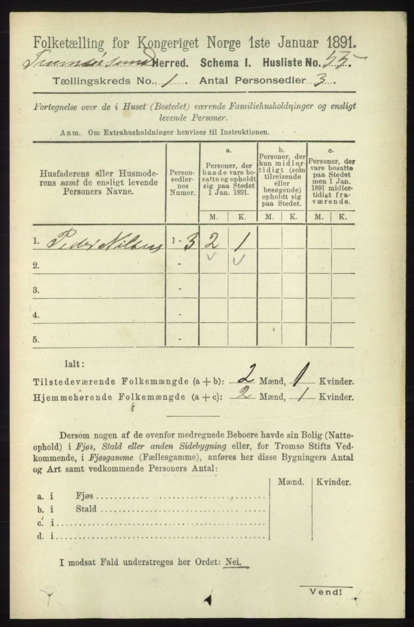 RA, Folketelling 1891 for 1934 Tromsøysund herred, 1891, s. 77