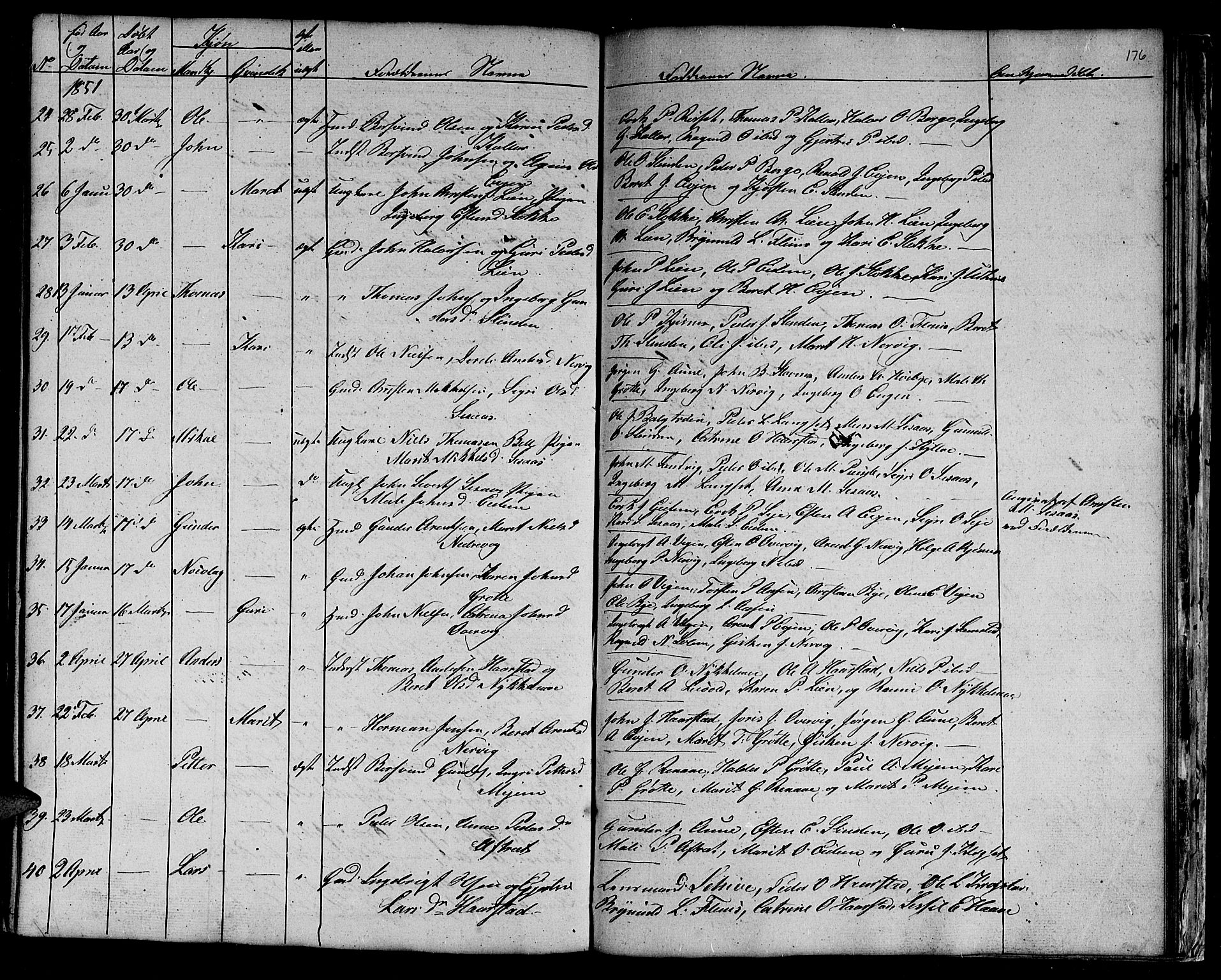 Ministerialprotokoller, klokkerbøker og fødselsregistre - Sør-Trøndelag, SAT/A-1456/695/L1154: Klokkerbok nr. 695C05, 1842-1858, s. 176