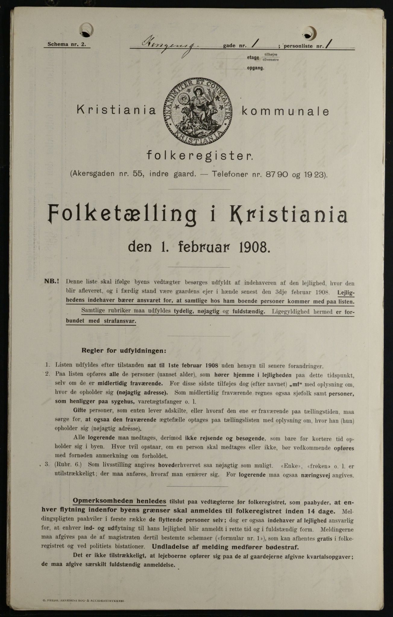 OBA, Kommunal folketelling 1.2.1908 for Kristiania kjøpstad, 1908, s. 46885