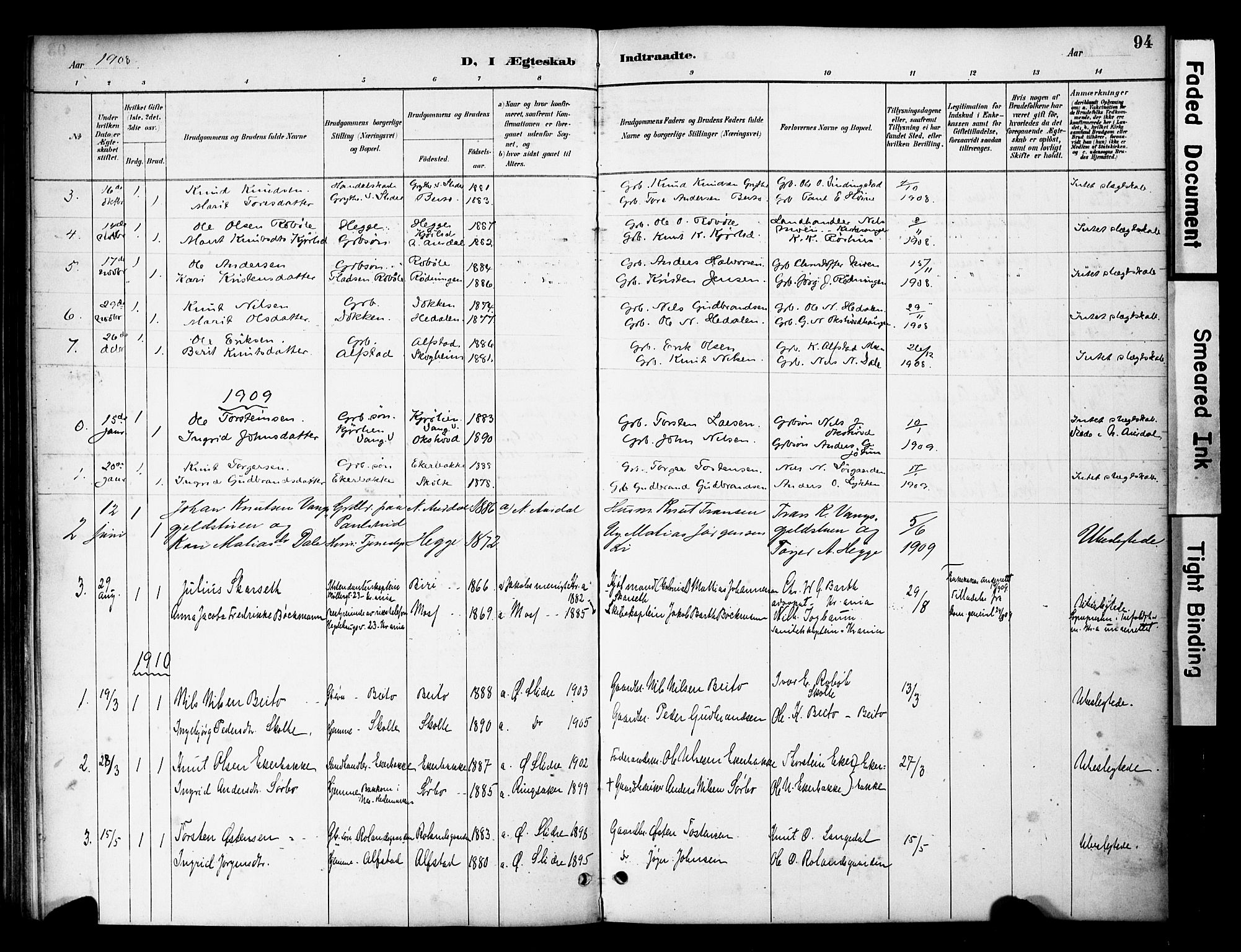 Øystre Slidre prestekontor, AV/SAH-PREST-138/H/Ha/Haa/L0004: Ministerialbok nr. 4, 1887-1910, s. 94