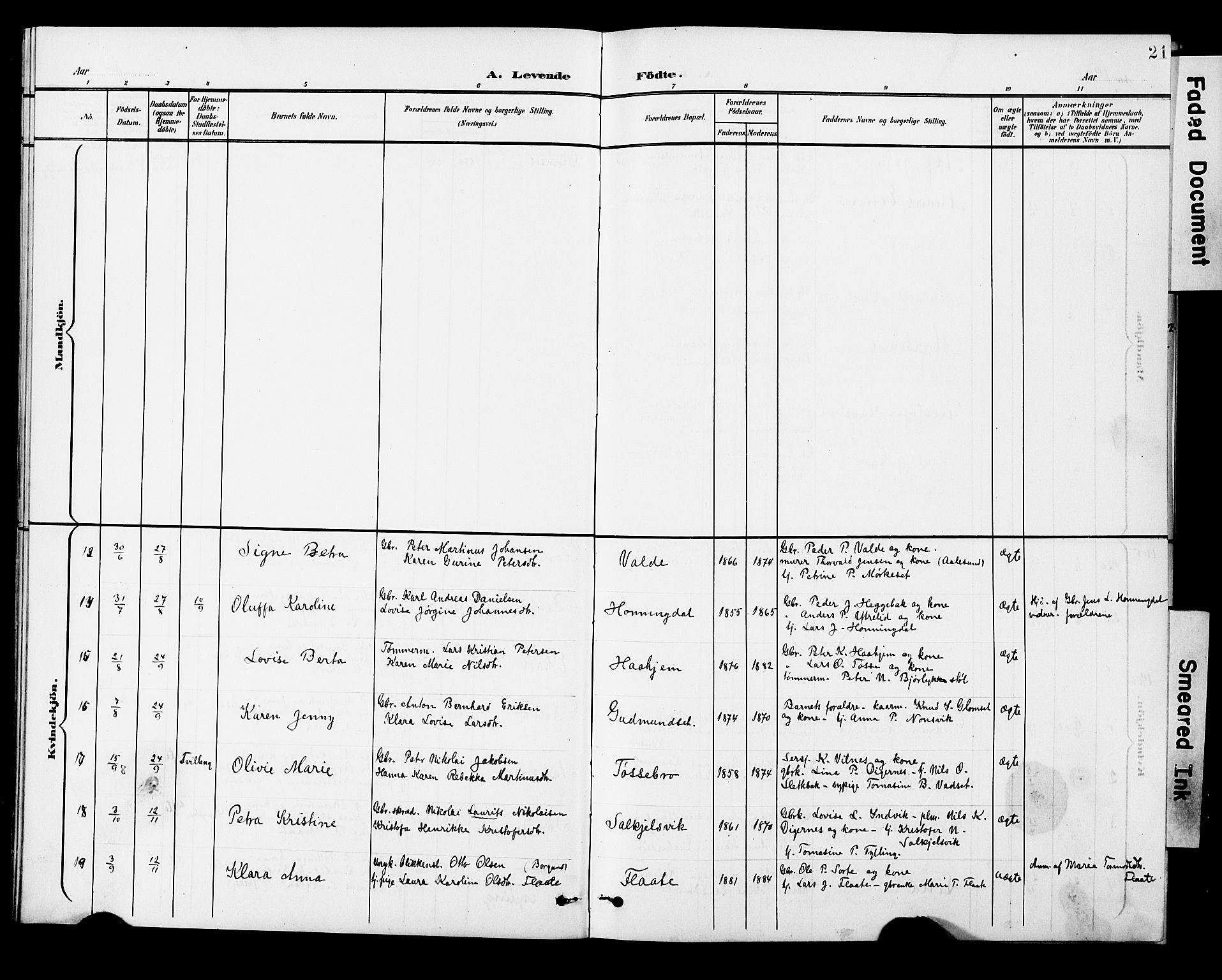 Ministerialprotokoller, klokkerbøker og fødselsregistre - Møre og Romsdal, AV/SAT-A-1454/524/L0366: Klokkerbok nr. 524C07, 1900-1931, s. 21