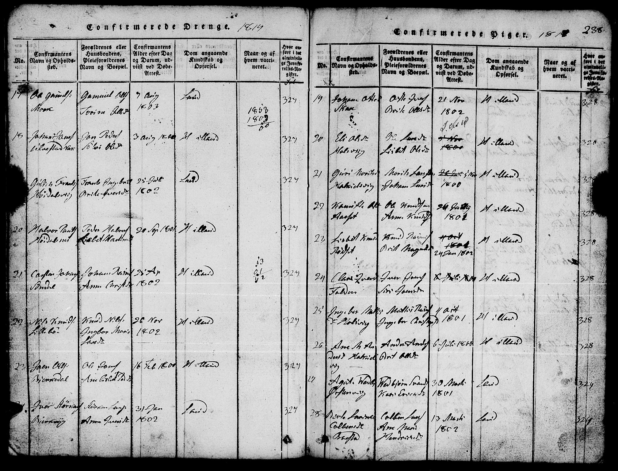 Ministerialprotokoller, klokkerbøker og fødselsregistre - Møre og Romsdal, AV/SAT-A-1454/511/L0155: Klokkerbok nr. 511C01, 1817-1829, s. 238