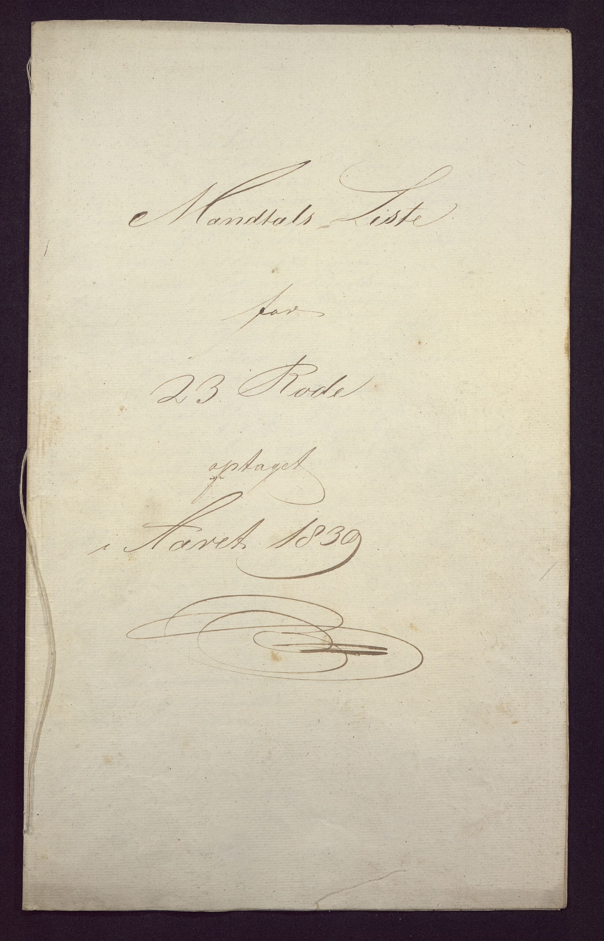 Borgervæpningen i Bergen, BBA/A-1301/F/Fa/L0001/0039: Manntall / 1839:  23. rode, 1839