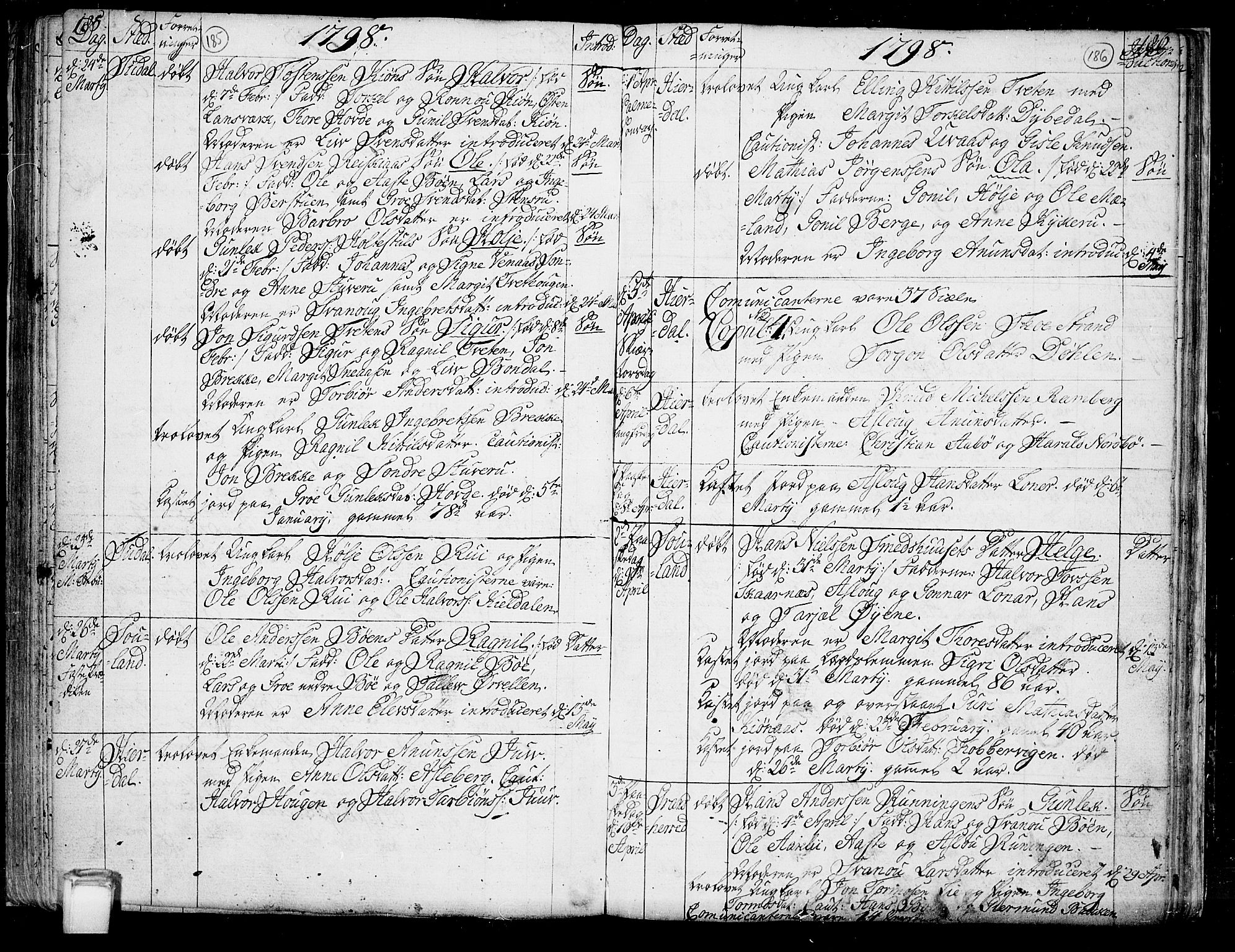 Hjartdal kirkebøker, AV/SAKO-A-270/F/Fa/L0005: Ministerialbok nr. I 5, 1776-1801, s. 185-186