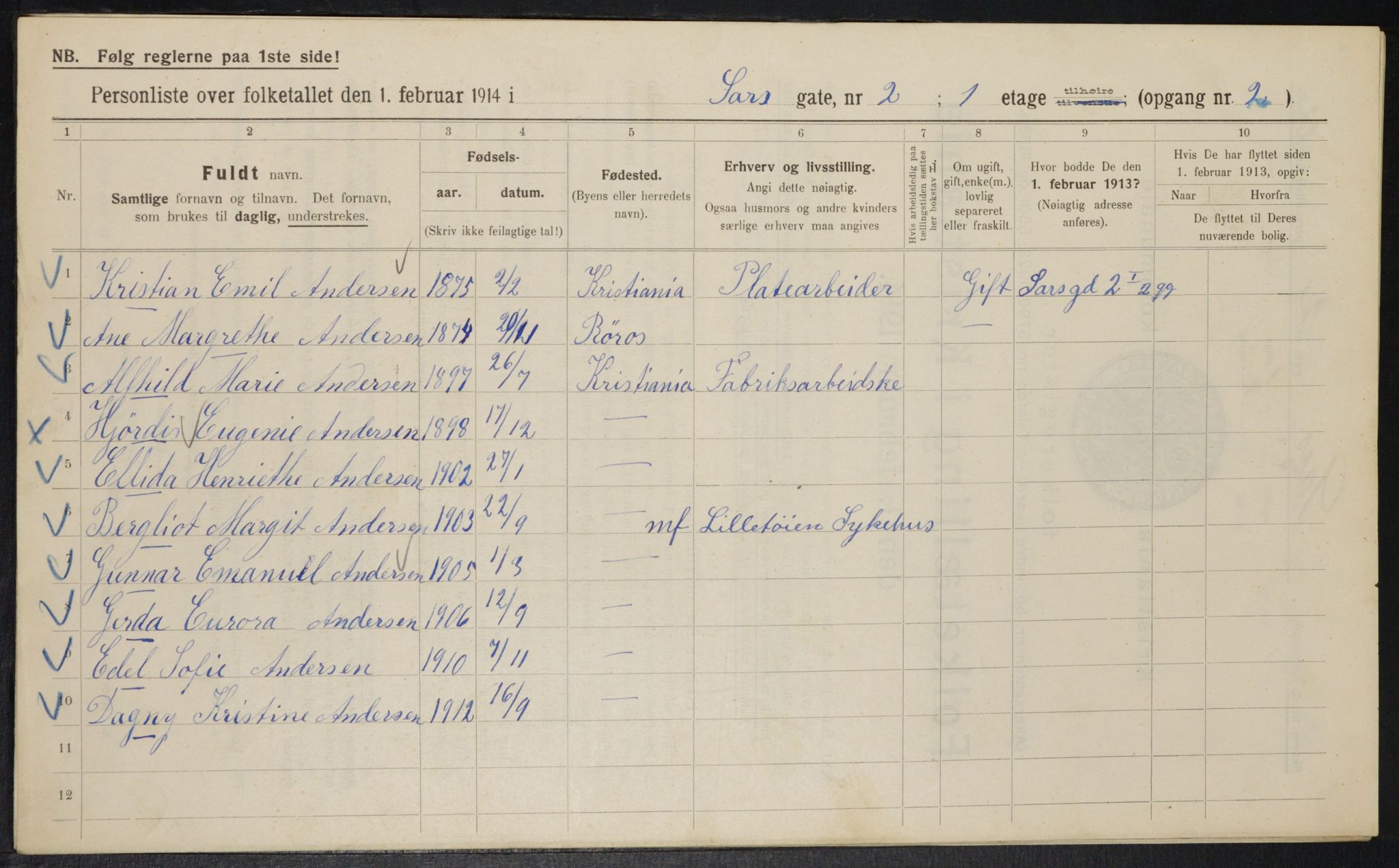 OBA, Kommunal folketelling 1.2.1914 for Kristiania, 1914, s. 89093