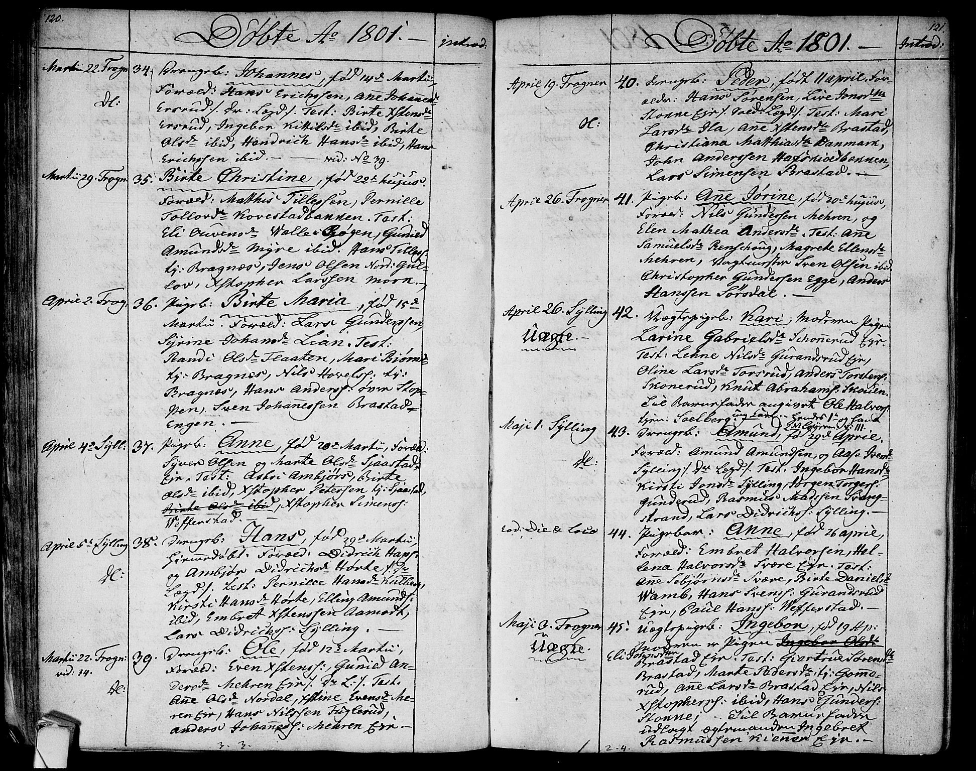 Lier kirkebøker, AV/SAKO-A-230/F/Fa/L0007: Ministerialbok nr. I 7, 1794-1813, s. 120-121