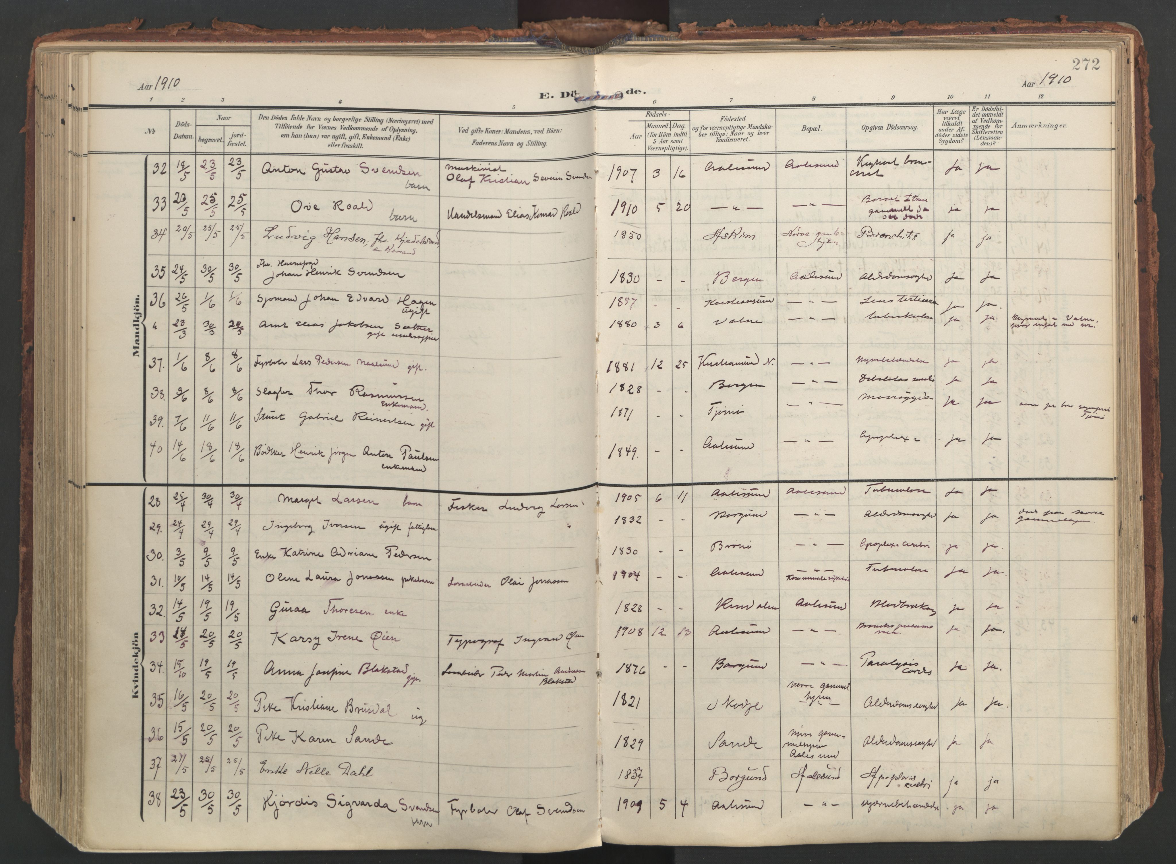 Ministerialprotokoller, klokkerbøker og fødselsregistre - Møre og Romsdal, AV/SAT-A-1454/529/L0459: Ministerialbok nr. 529A09, 1904-1917, s. 272