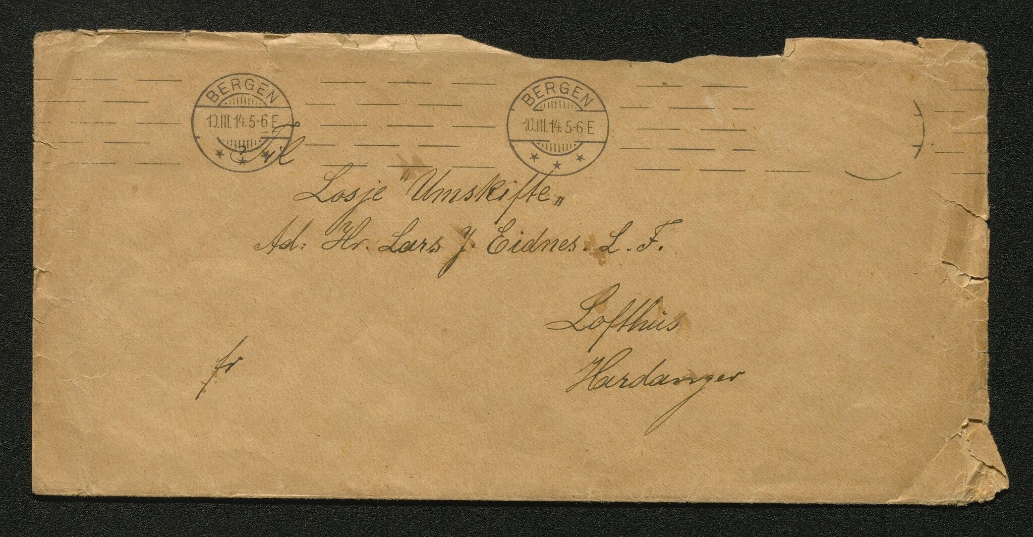 Ymse brevsamlingar m.m., IKAH/1231b-Pa0002/D/Da/L0001/0004: Korrespondanse / Brev til Losje ”Umskifte” frå Distrikts Templar, 1914