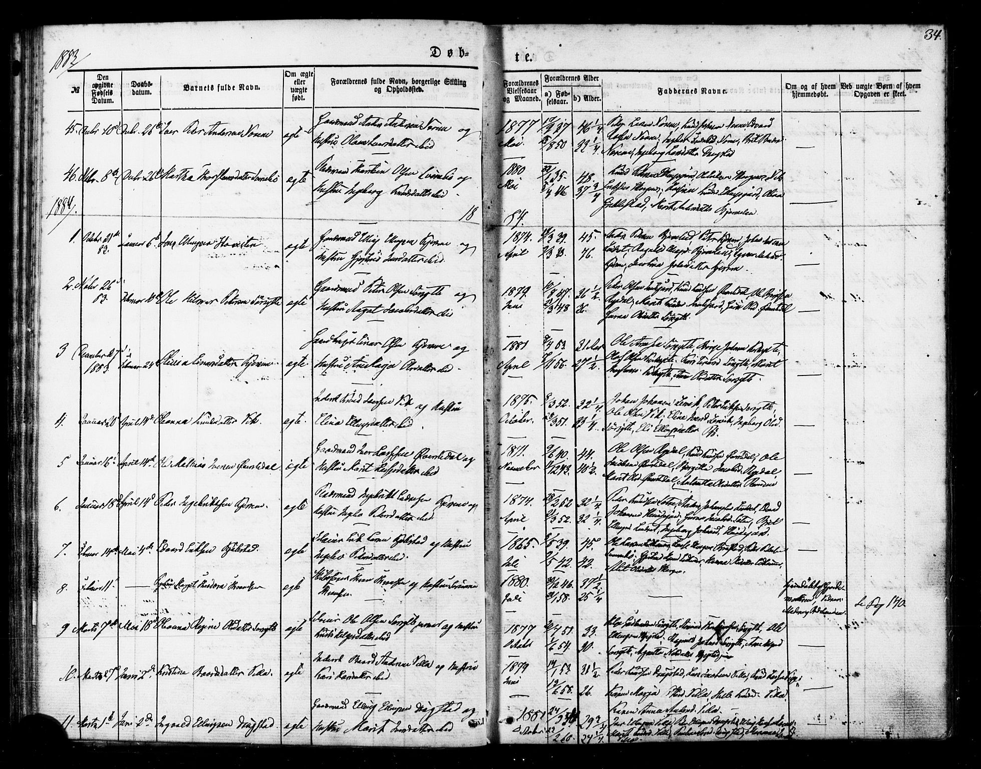 Ministerialprotokoller, klokkerbøker og fødselsregistre - Møre og Romsdal, AV/SAT-A-1454/541/L0545: Ministerialbok nr. 541A02, 1872-1886, s. 34