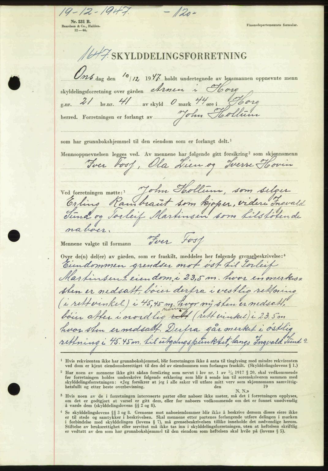 Gauldal sorenskriveri, SAT/A-0014/1/2/2C: Pantebok nr. A5, 1947-1948, Dagboknr: 1647/1947