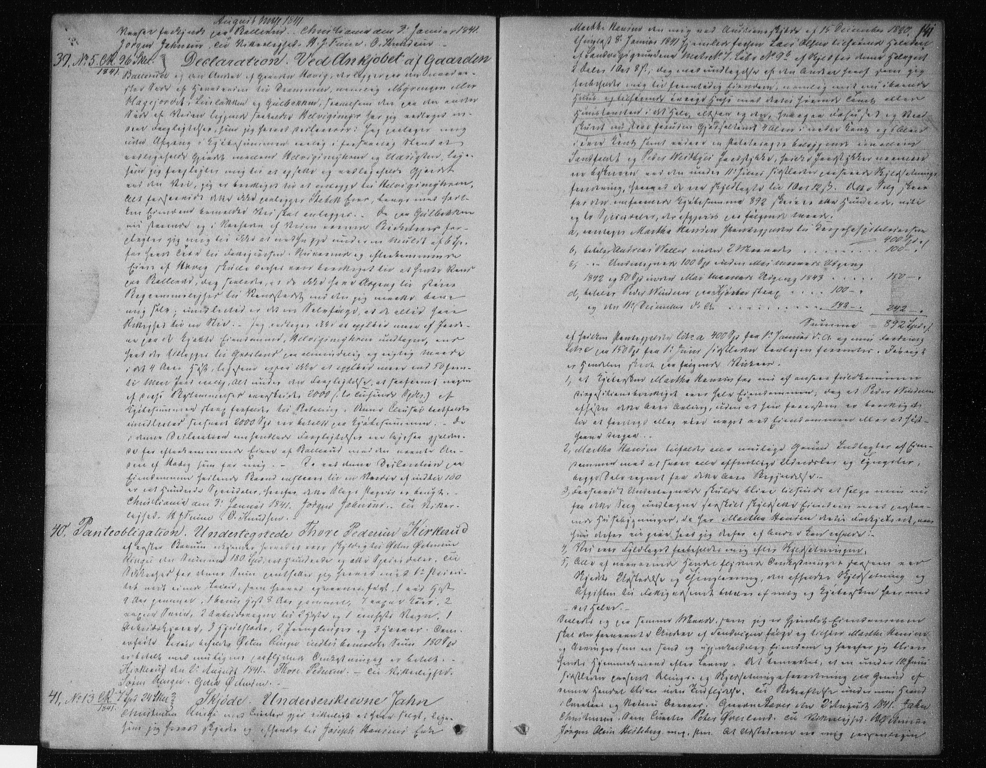 Aker sorenskriveri, SAO/A-10895/G/Gb/Gba/L0011a: Pantebok nr. I 11a, 1840-1841, s. 141