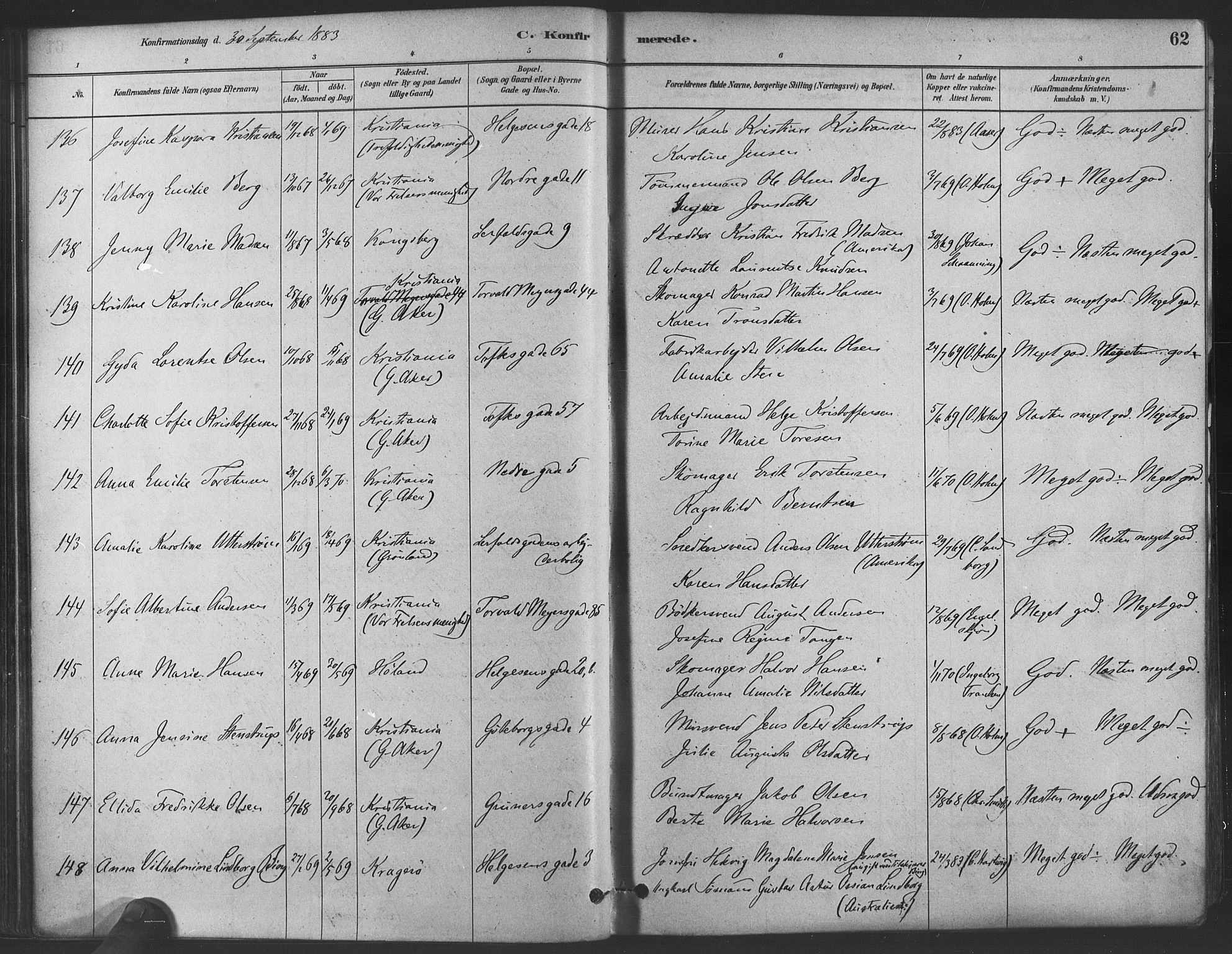 Paulus prestekontor Kirkebøker, AV/SAO-A-10871/F/Fa/L0004: Ministerialbok nr. 4, 1879-1891, s. 62