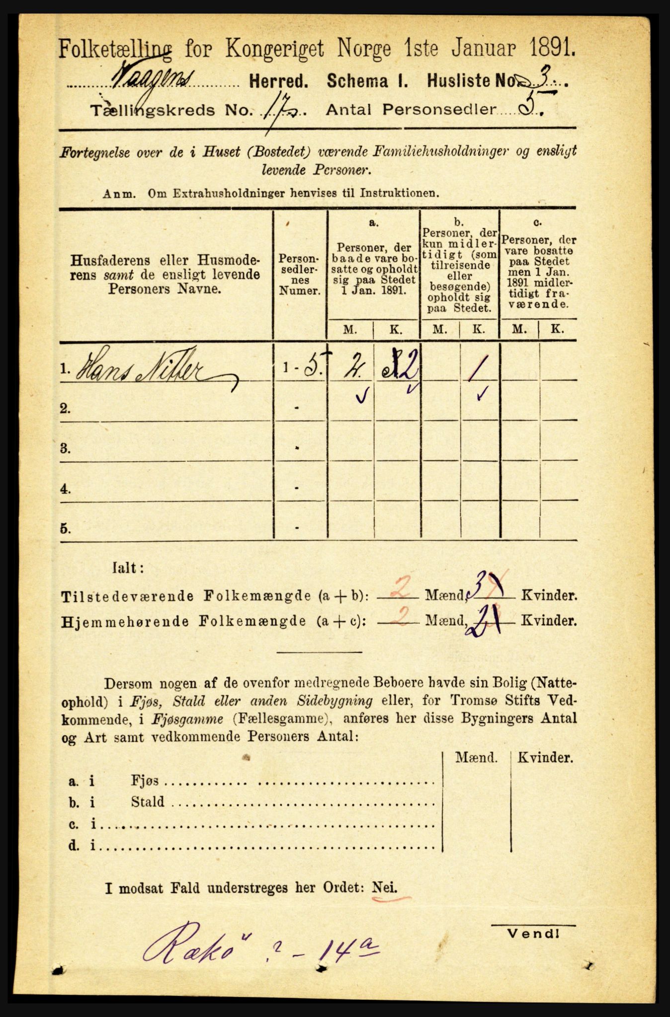 RA, Folketelling 1891 for 1865 Vågan herred, 1891, s. 4893