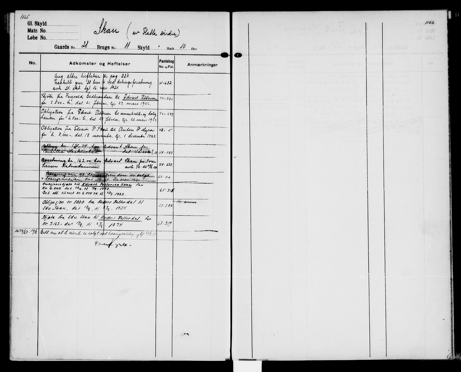 Hadeland og Land tingrett, AV/SAH-TING-010/H/Ha/Hac/L0002: Panteregister nr. 3.2, 1906-1950, s. 1165-1166