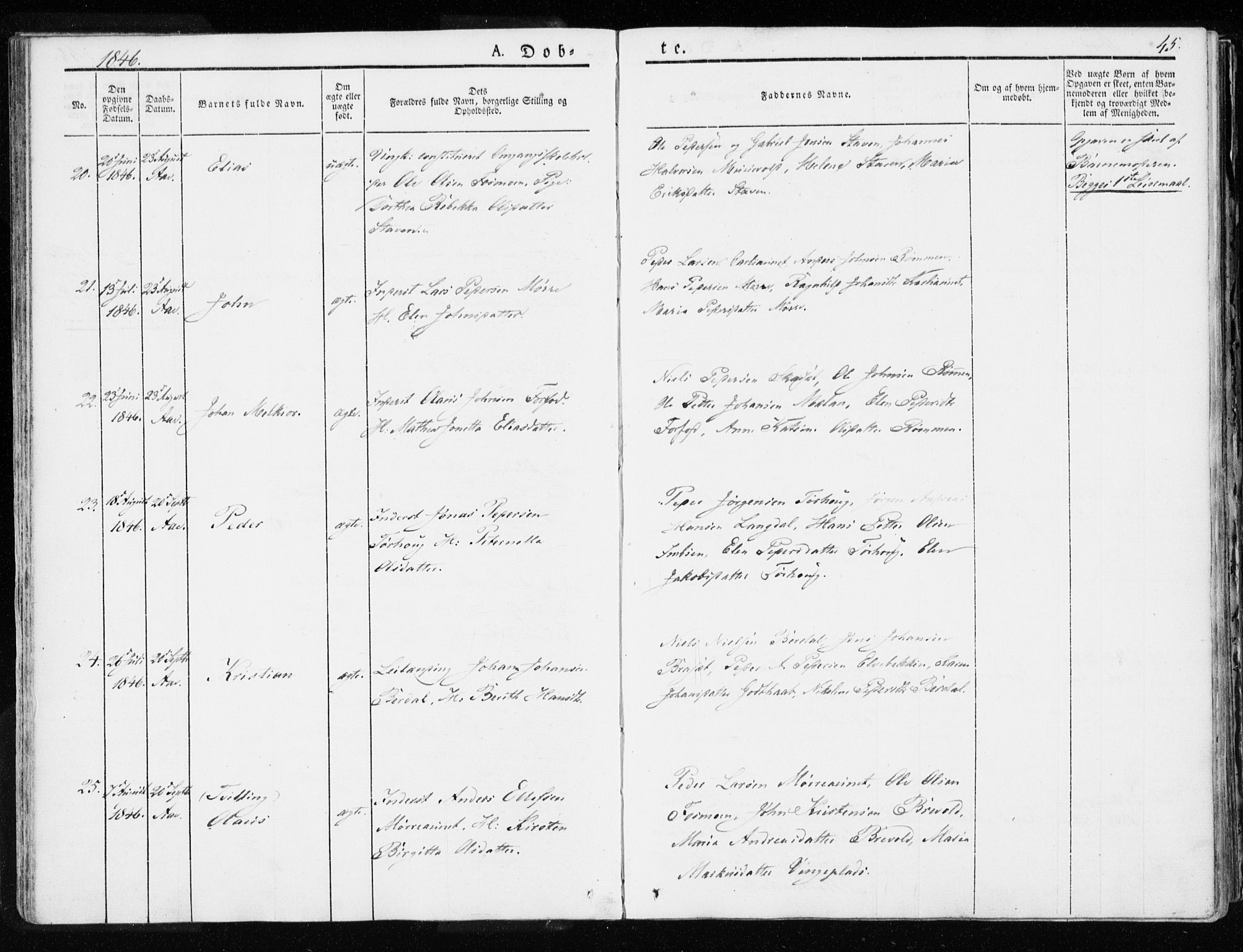 Ministerialprotokoller, klokkerbøker og fødselsregistre - Sør-Trøndelag, SAT/A-1456/655/L0676: Ministerialbok nr. 655A05, 1830-1847, s. 45