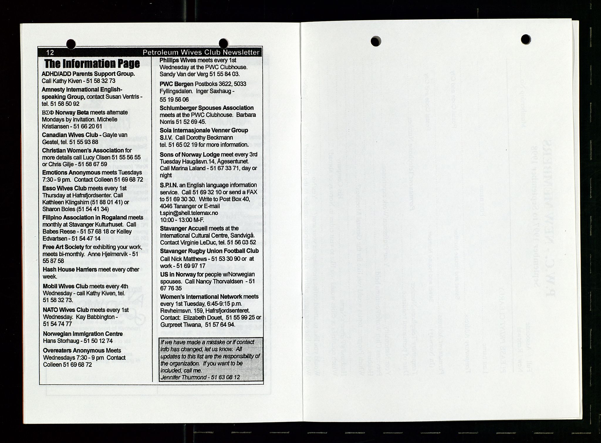 PA 1547 - Petroleum Wives Club, AV/SAST-A-101974/X/Xa/L0004: Newsletter, 1995-1997