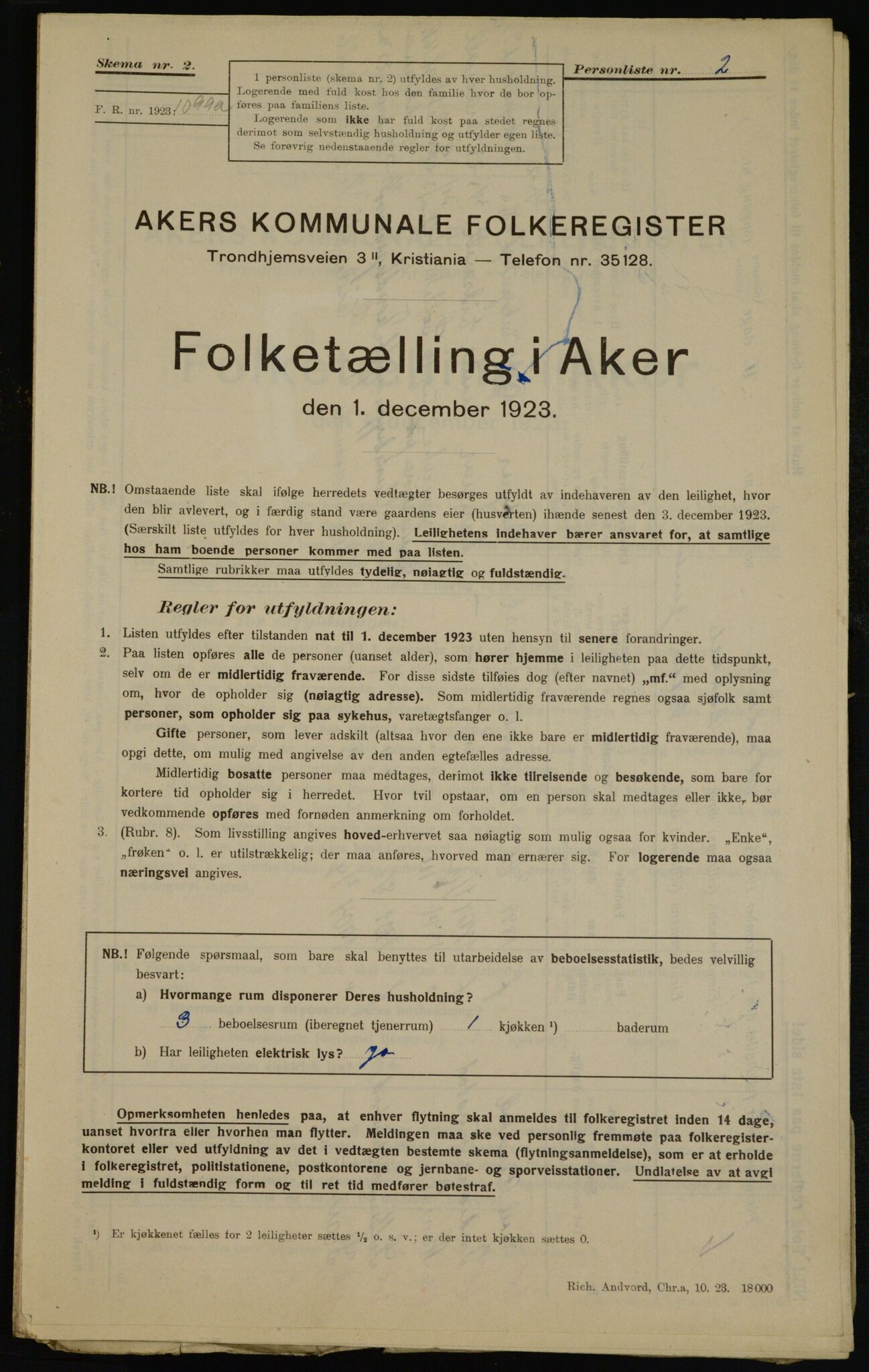 , Kommunal folketelling 1.12.1923 for Aker, 1923, s. 43062