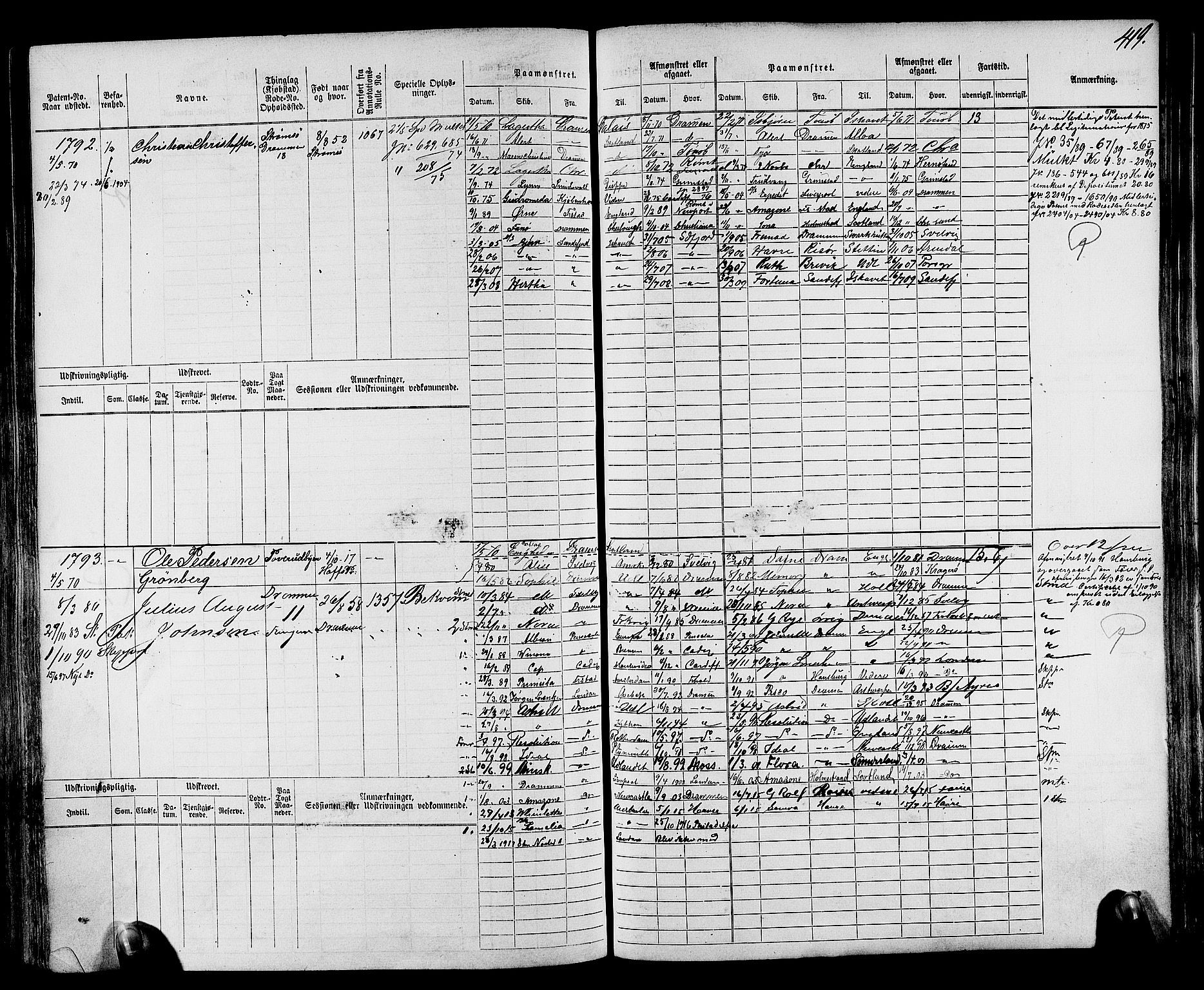 Drammen innrulleringsdistrikt, AV/SAKO-A-781/F/Fc/L0002: Hovedrulle, 1869, s. 429