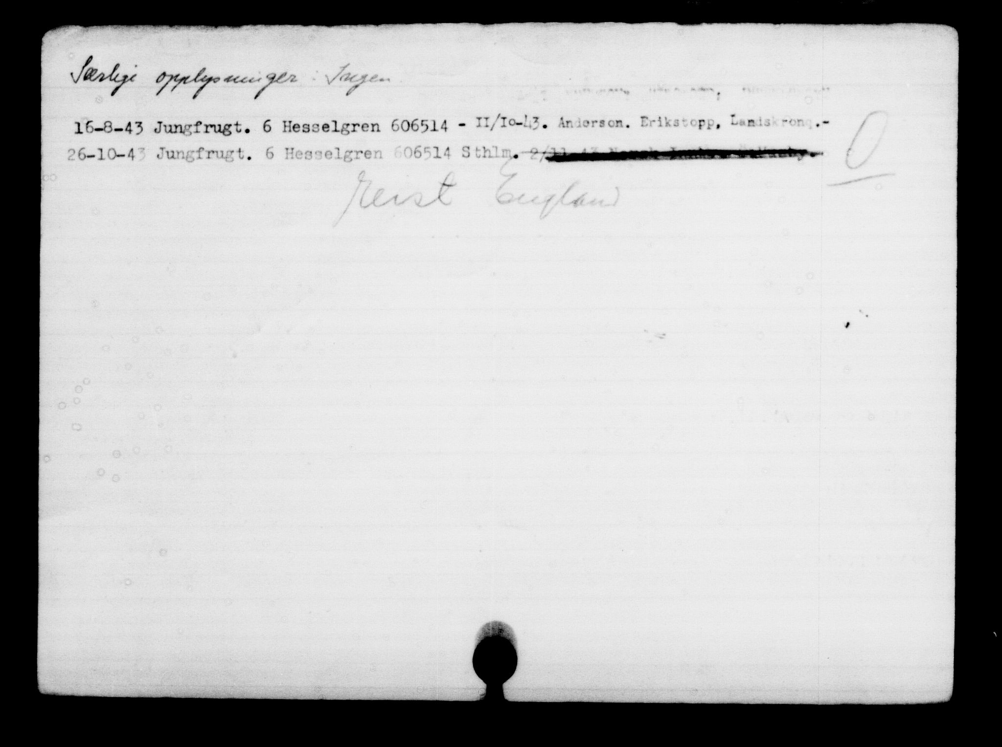 Utenriksstasjonene, Legasjonen i Stockholm, Flyktningkontoret, AV/RA-S-6753/V/Va/L0001: Kjesäterkartoteket, flyktninger med registreringsnr. 1-1000, 1940-1945, s. 245
