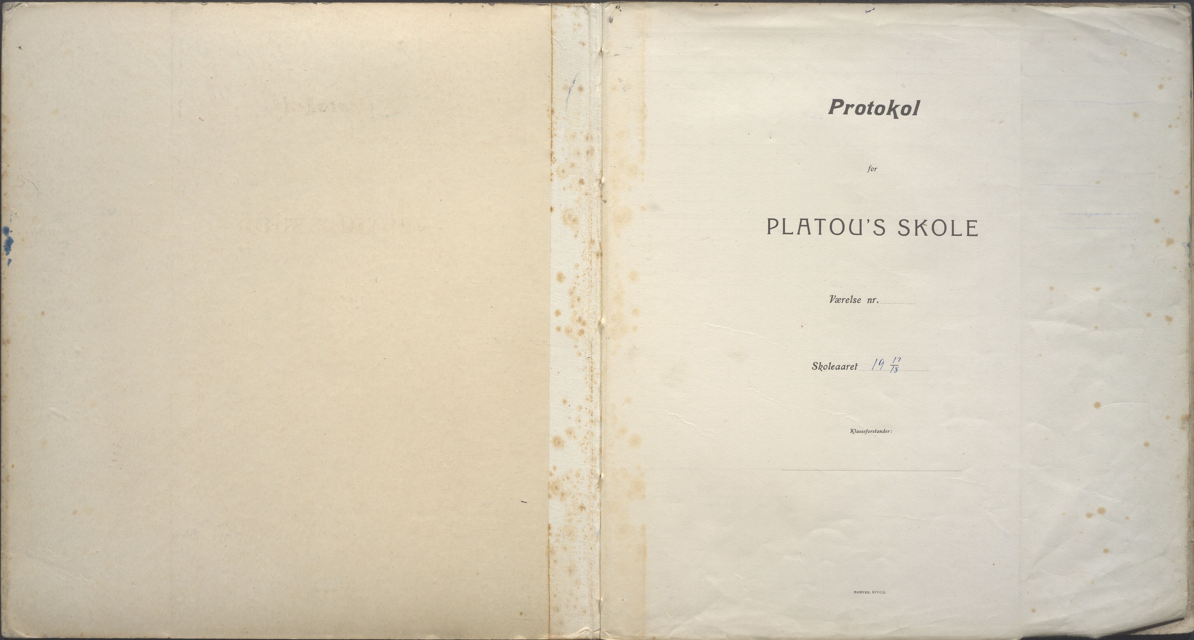 PA-0426, Platou skole, BYST/A-1477/G/Ga/L0065: Karakterprotokoll, 1917-1918