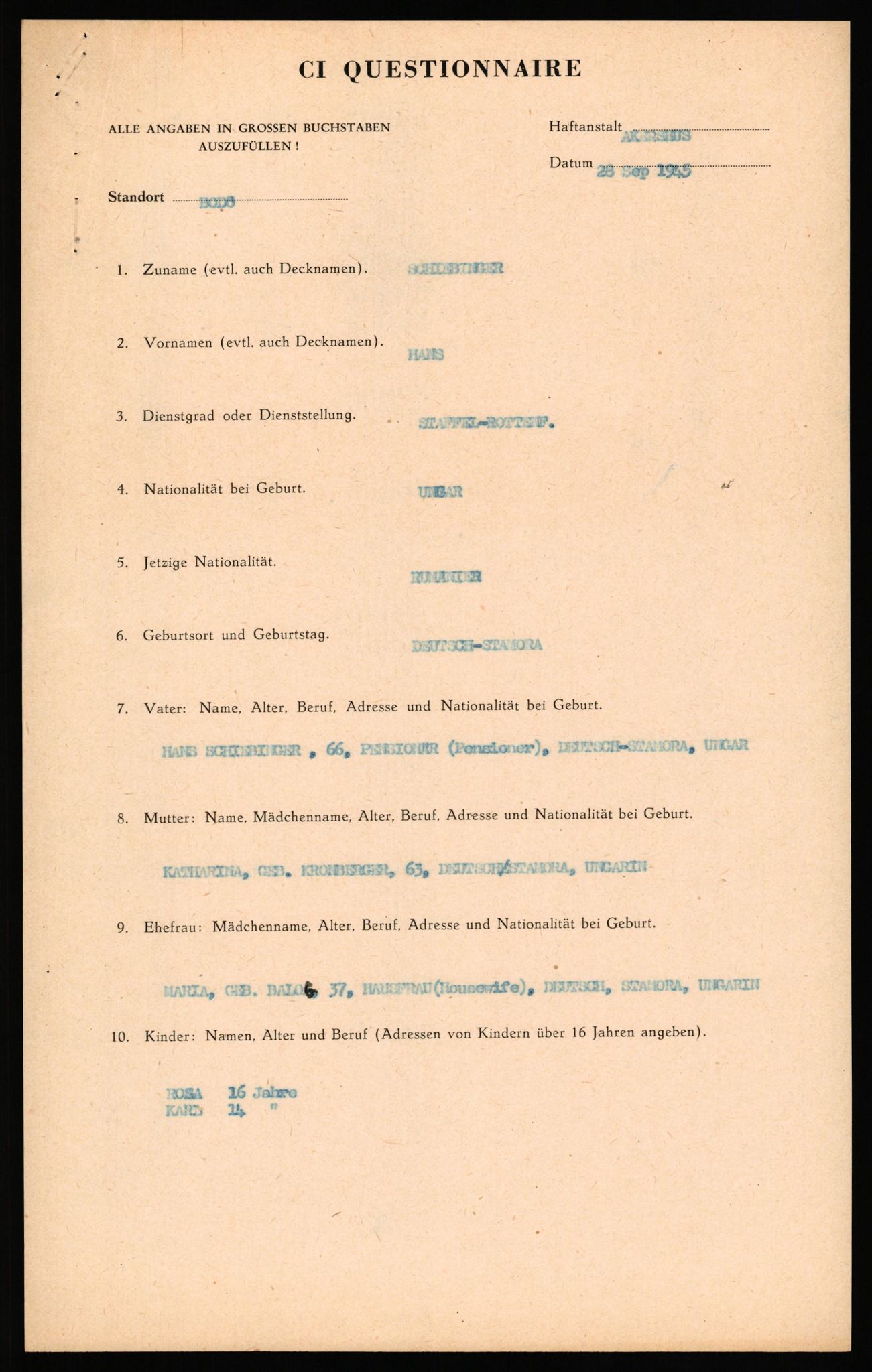 Forsvaret, Forsvarets overkommando II, RA/RAFA-3915/D/Db/L0041: CI Questionaires.  Diverse nasjonaliteter., 1945-1946, s. 153