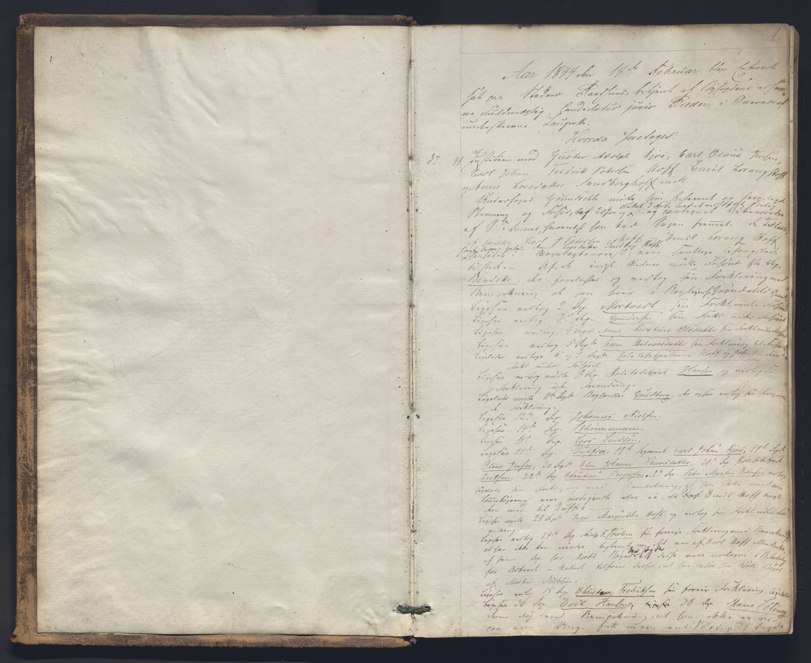 Christiania byfogd, AV/SAO-A-11543/F/Fc/L0013: Ekstrarettsprotokoll, 1844-1847, s. 1a
