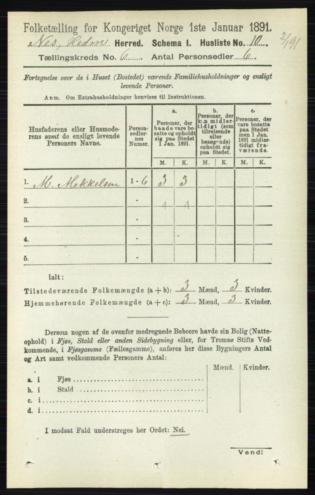 RA, Folketelling 1891 for 0411 Nes herred, 1891, s. 3178