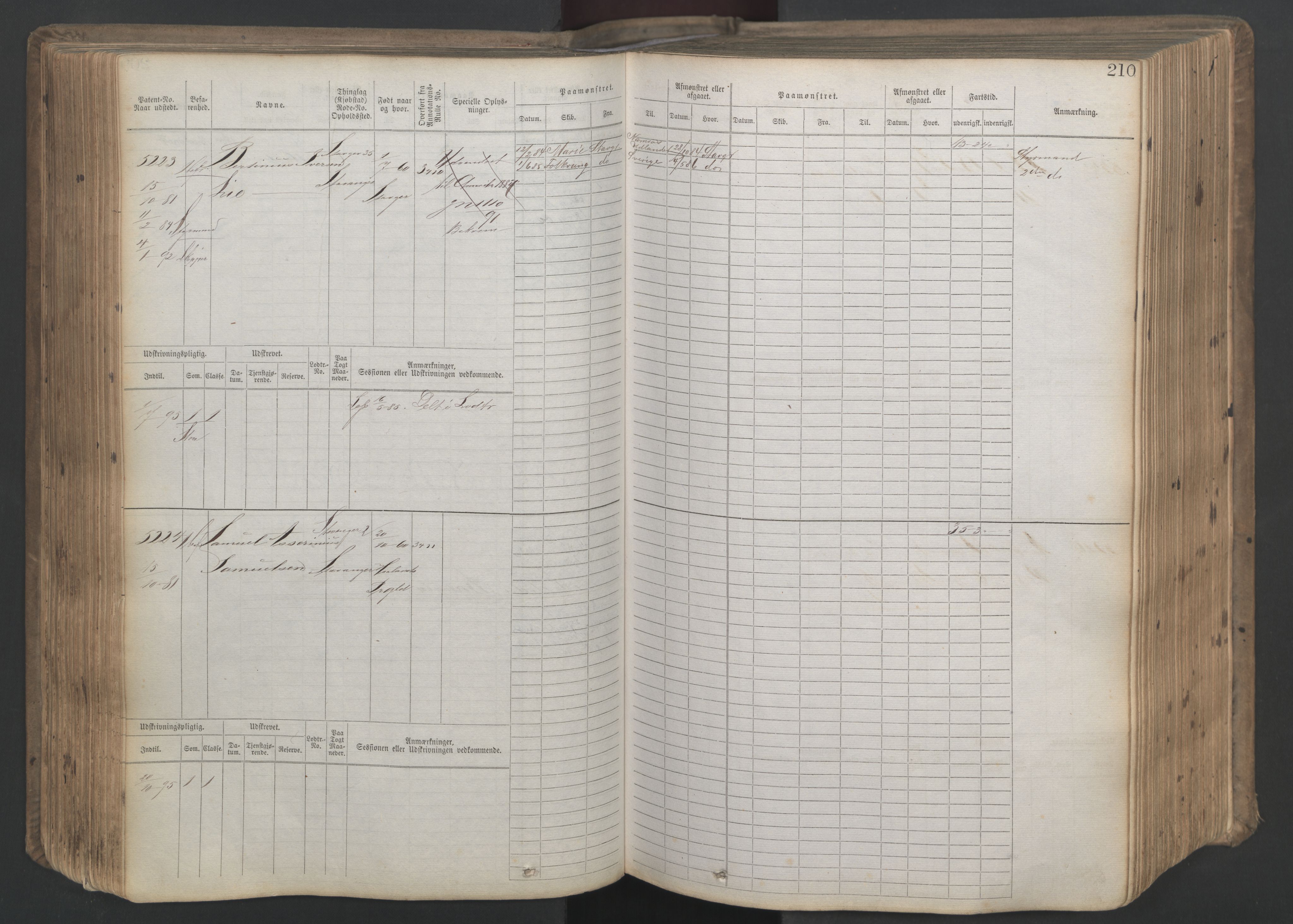 Stavanger sjømannskontor, AV/SAST-A-102006/F/Fb/Fbb/L0020: Sjøfartshovedrulle patnentnr. 4803-6004 (dublett), 1879, s. 215