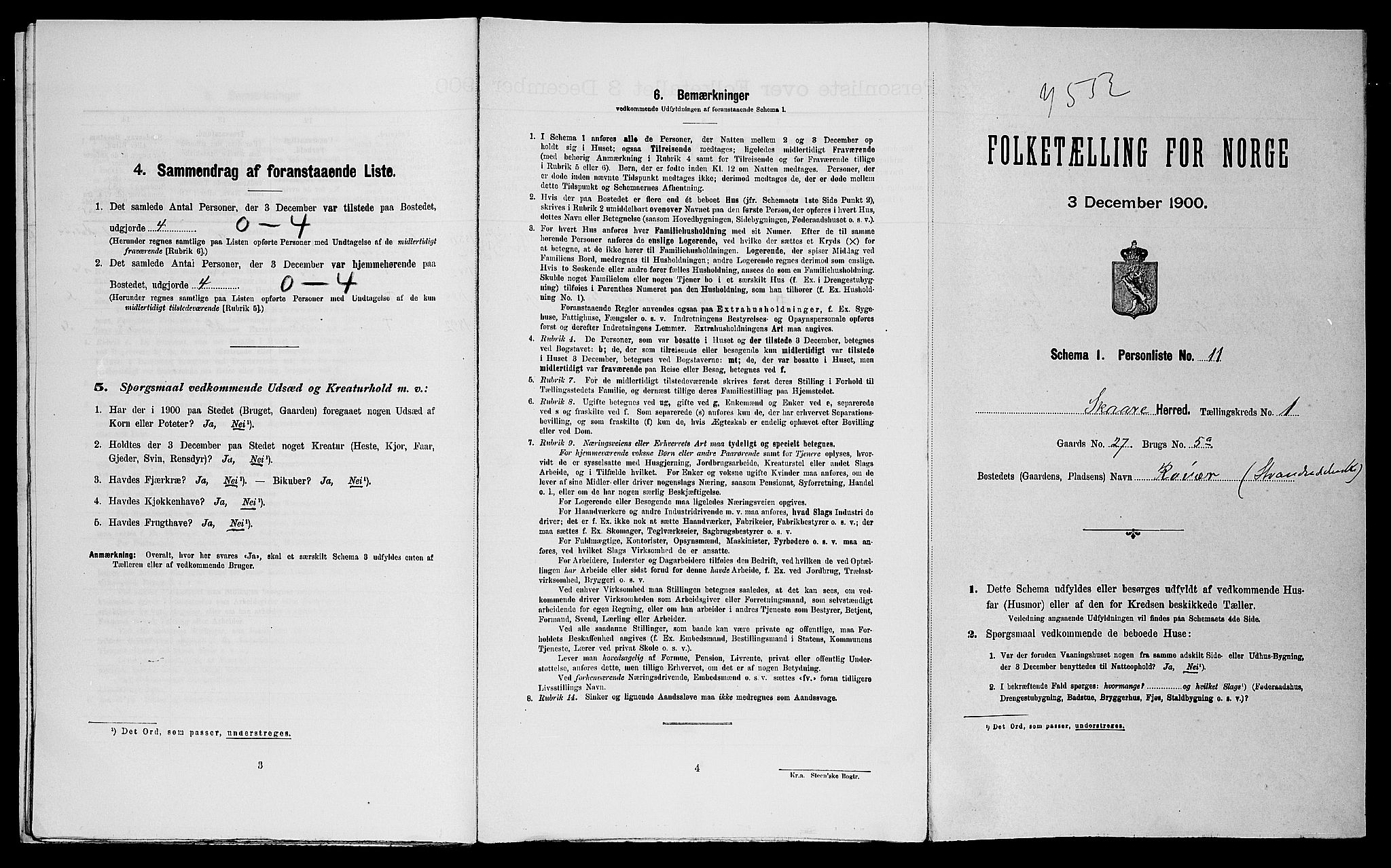 SAST, Folketelling 1900 for 1153 Skåre herred, 1900, s. 107