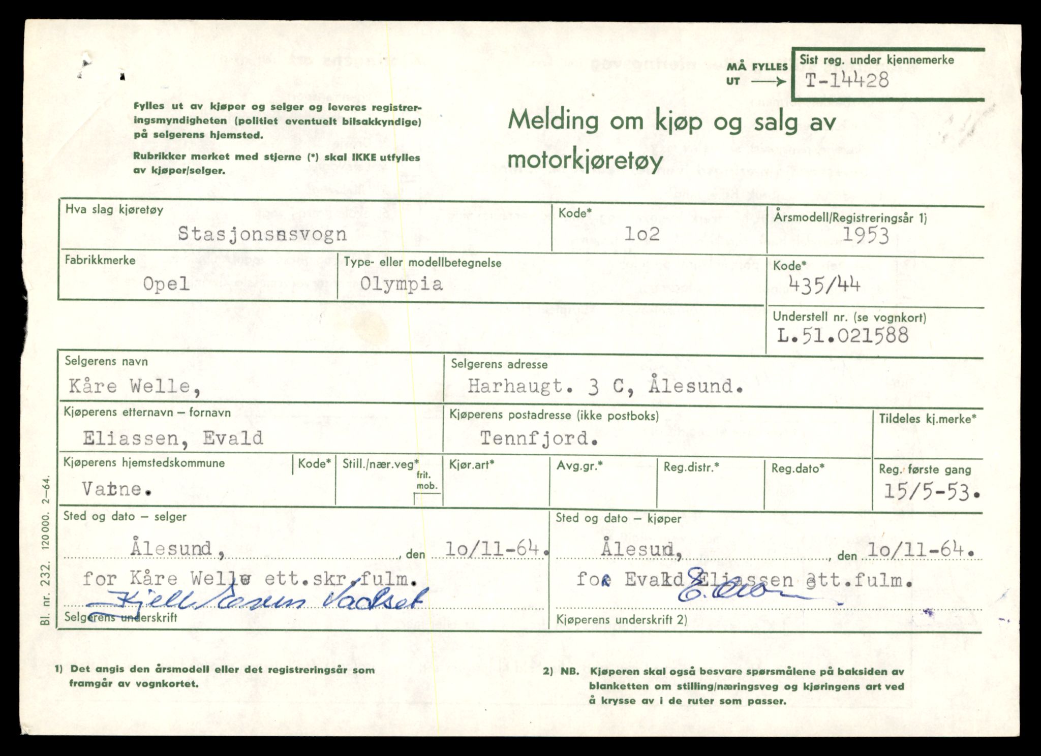 Møre og Romsdal vegkontor - Ålesund trafikkstasjon, AV/SAT-A-4099/F/Fe/L0045: Registreringskort for kjøretøy T 14320 - T 14444, 1927-1998, s. 2743