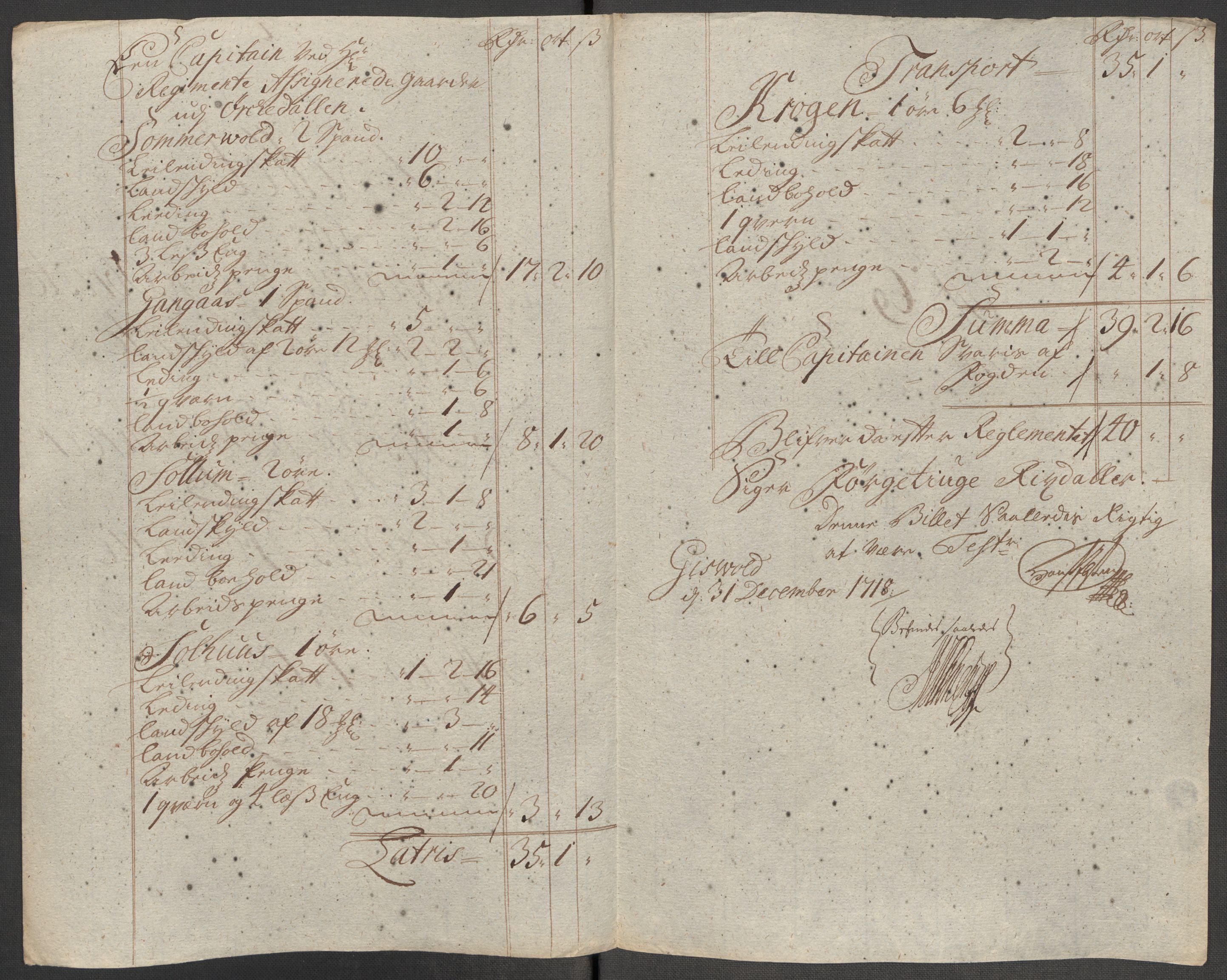 Rentekammeret inntil 1814, Reviderte regnskaper, Fogderegnskap, AV/RA-EA-4092/R60/L3972: Fogderegnskap Orkdal og Gauldal, 1718, s. 149