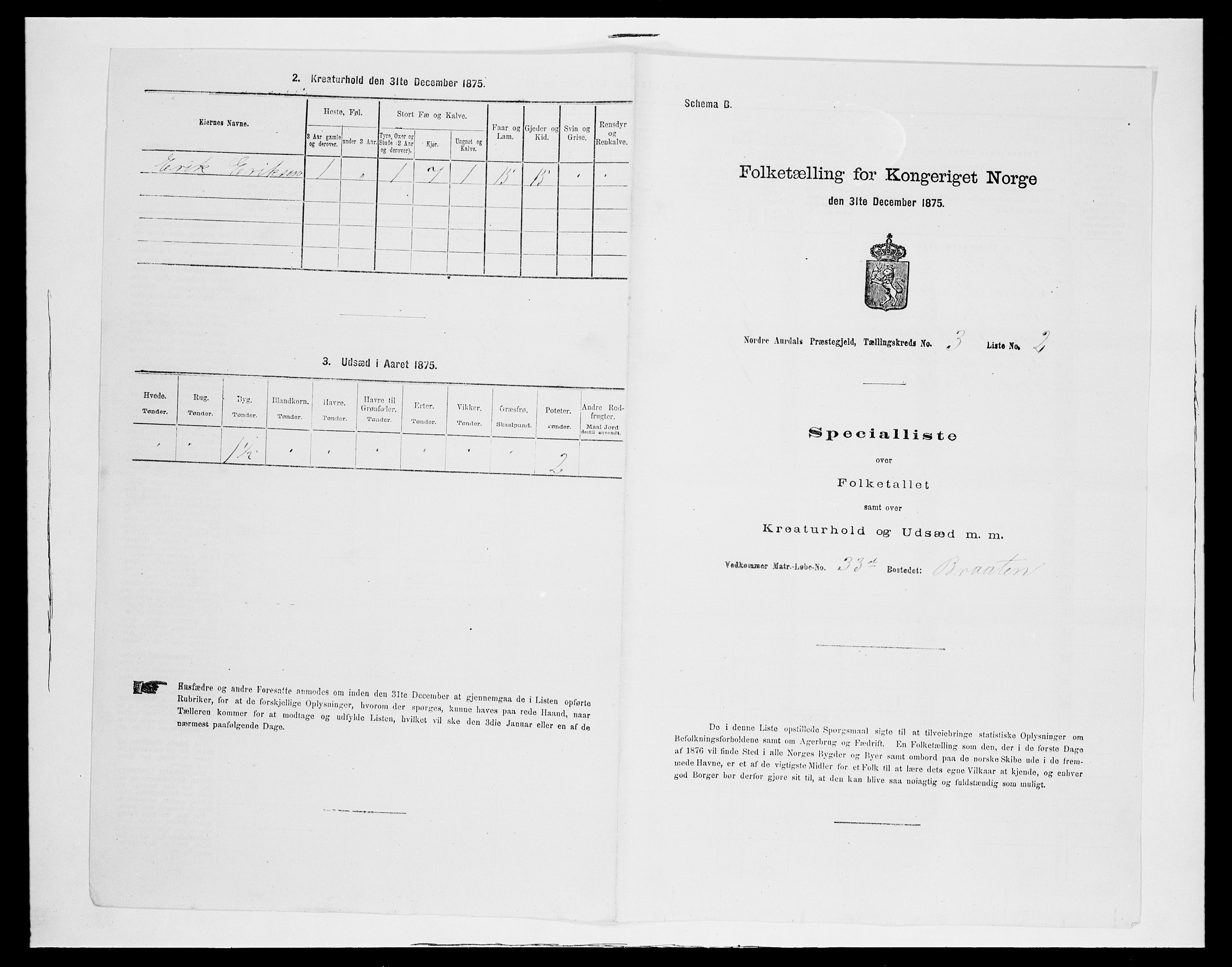 SAH, Folketelling 1875 for 0542P Nord-Aurdal prestegjeld, 1875, s. 457