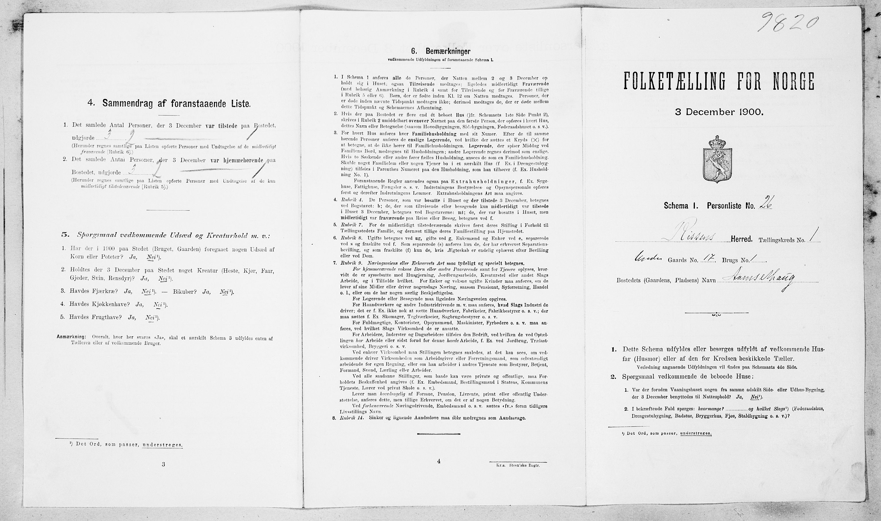 SAT, Folketelling 1900 for 1624 Rissa herred, 1900, s. 140