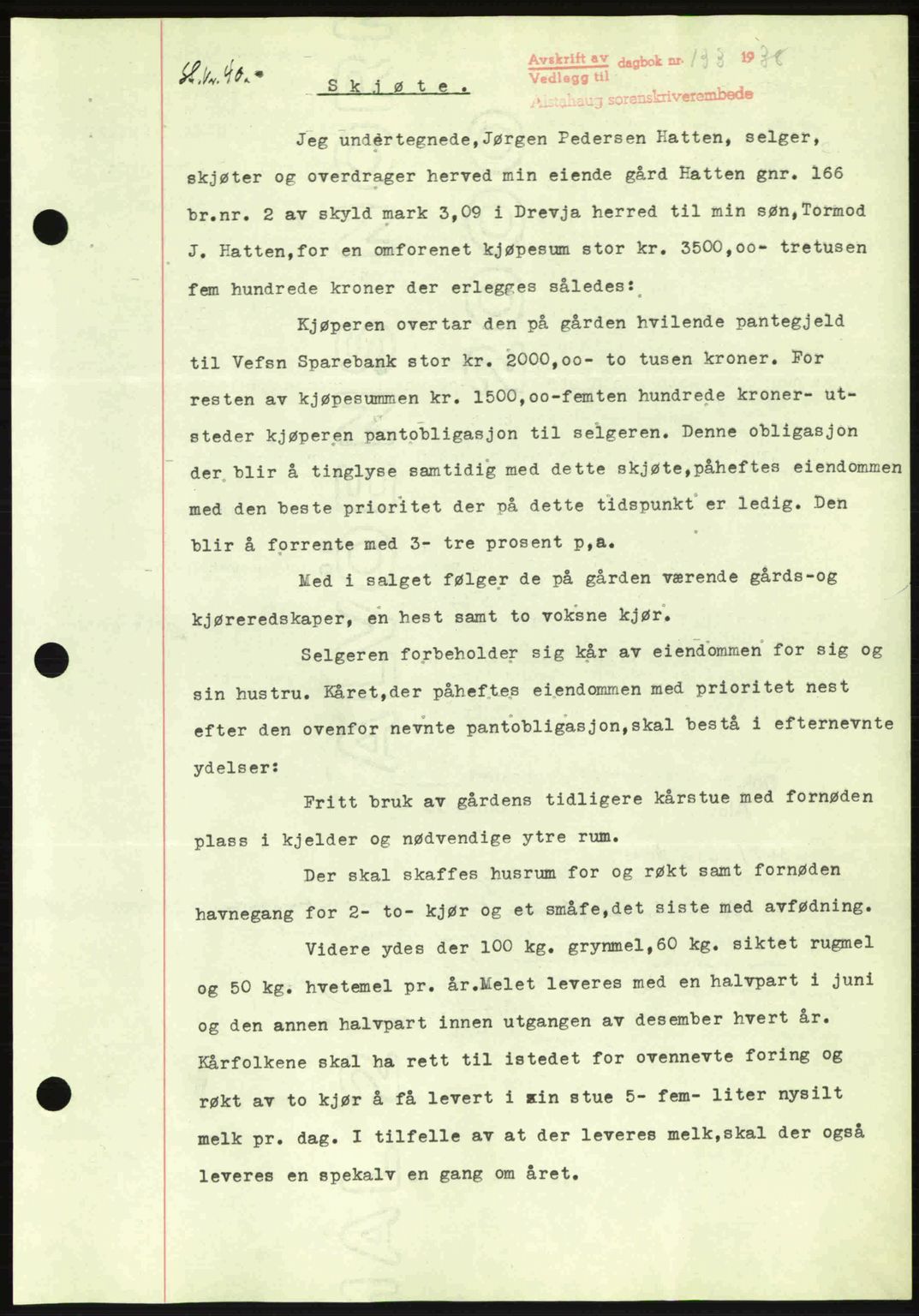 Alstahaug sorenskriveri, SAT/A-1009: Pantebok nr. A3, 1937-1938, Dagboknr: 133/1938