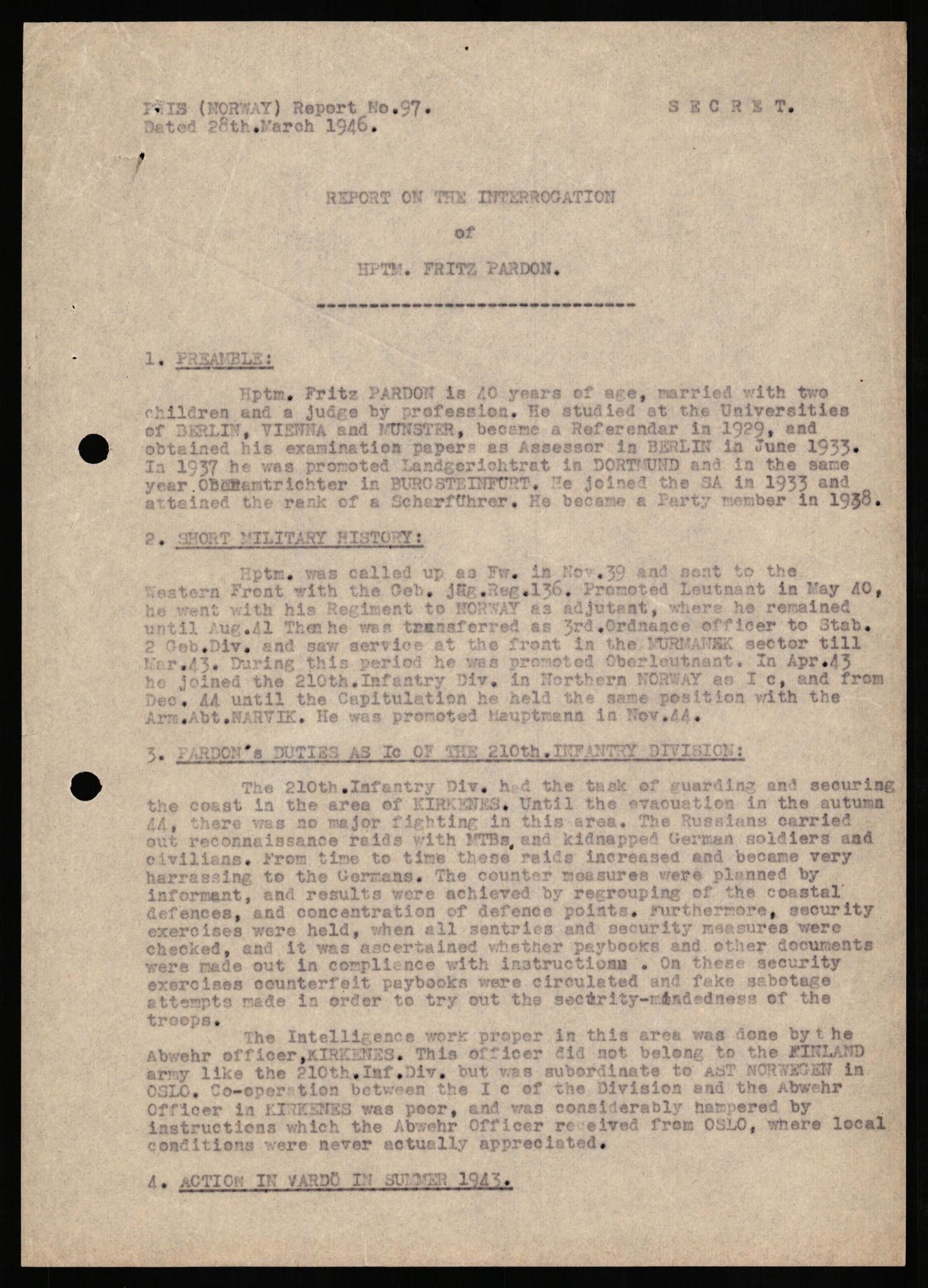 Forsvaret, Forsvarets overkommando II, AV/RA-RAFA-3915/D/Db/L0025: CI Questionaires. Tyske okkupasjonsstyrker i Norge. Tyskere., 1945-1946, s. 349