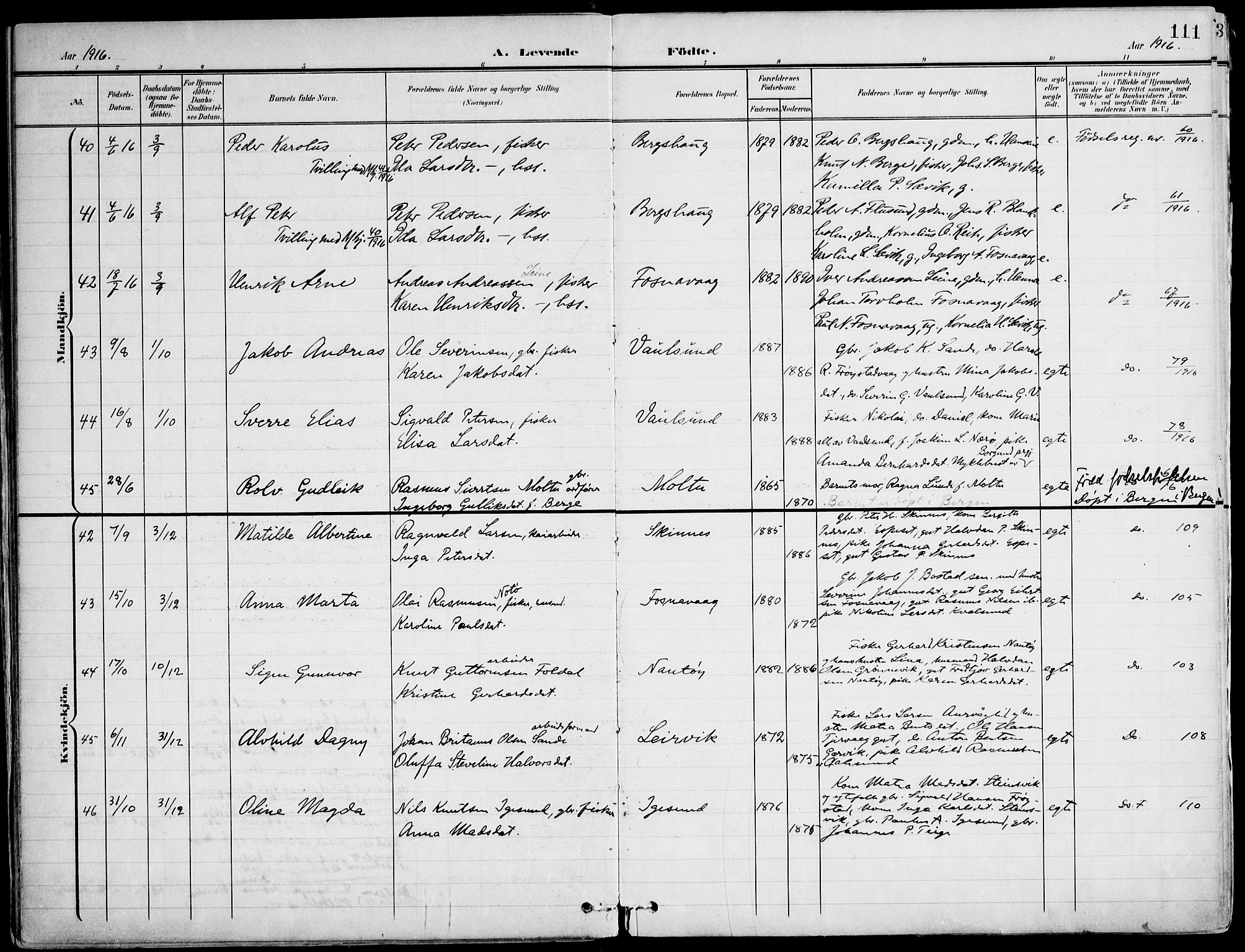 Ministerialprotokoller, klokkerbøker og fødselsregistre - Møre og Romsdal, AV/SAT-A-1454/507/L0075: Ministerialbok nr. 507A10, 1901-1920, s. 111