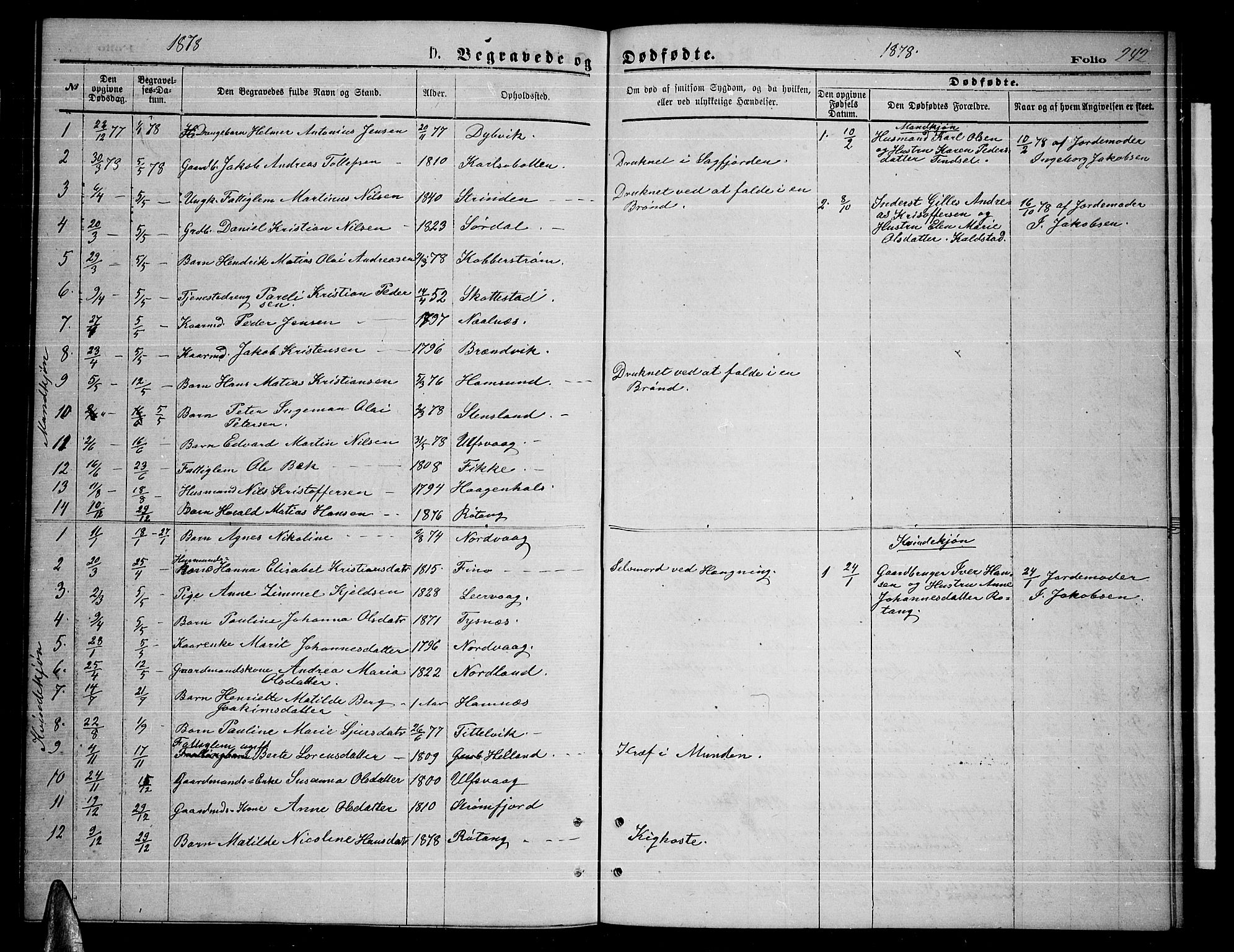 Ministerialprotokoller, klokkerbøker og fødselsregistre - Nordland, SAT/A-1459/859/L0858: Klokkerbok nr. 859C04, 1873-1886, s. 242