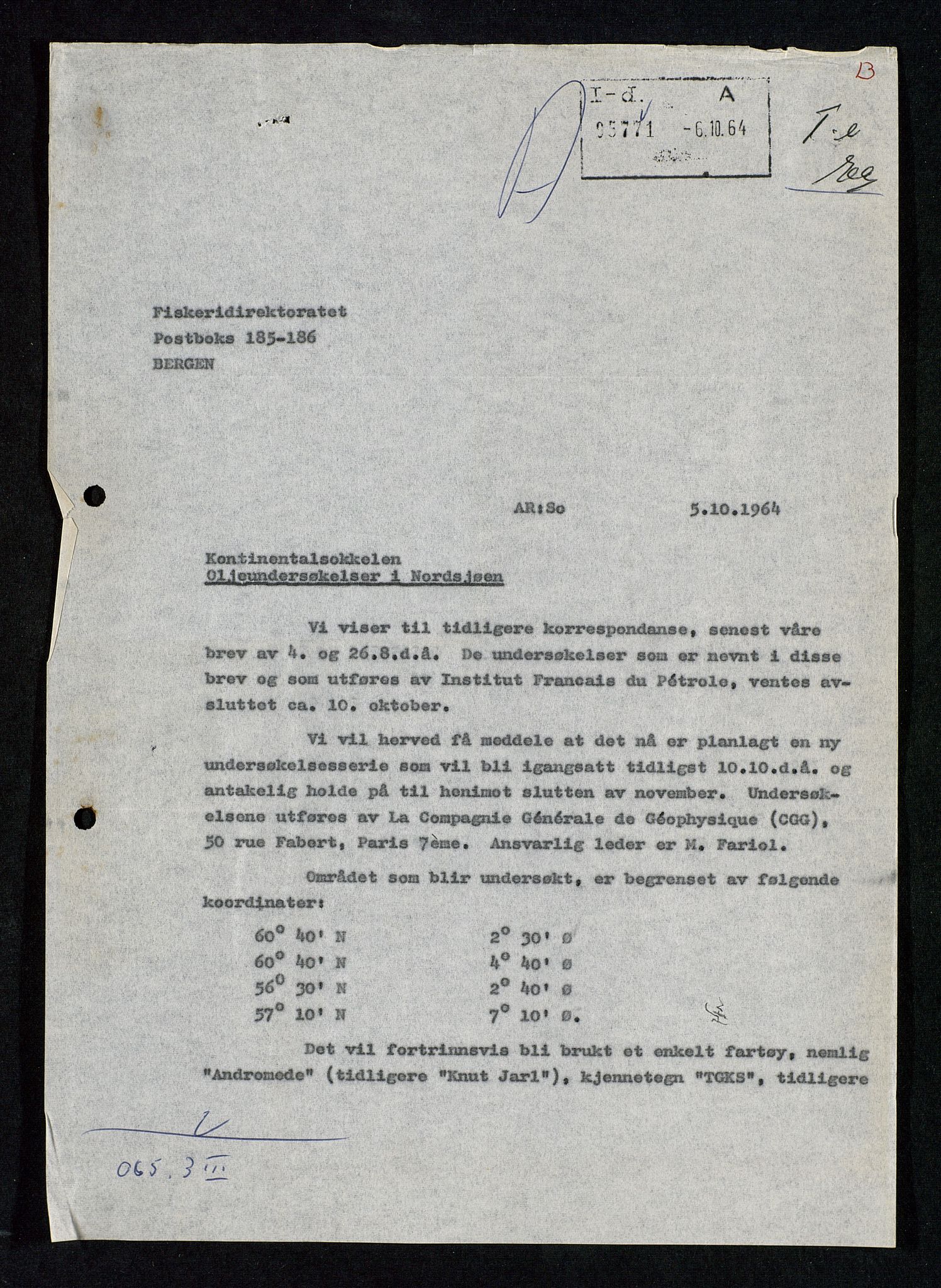 Industridepartementet, Oljekontoret, SAST/A-101348/Da/L0003: Arkivnøkkel 711 Undersøkelser og utforskning, 1963-1971, s. 37