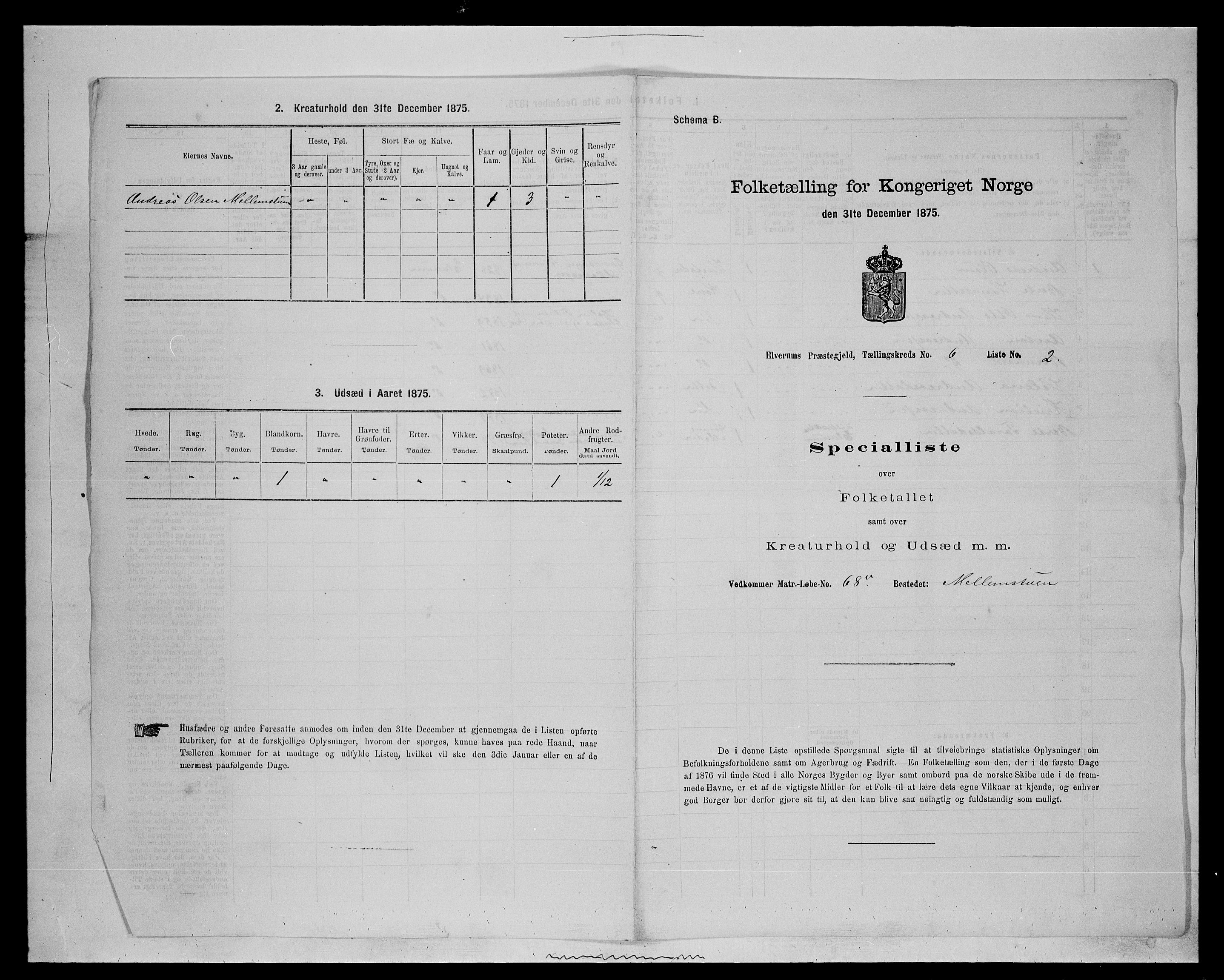 SAH, Folketelling 1875 for 0427P Elverum prestegjeld, 1875, s. 1332