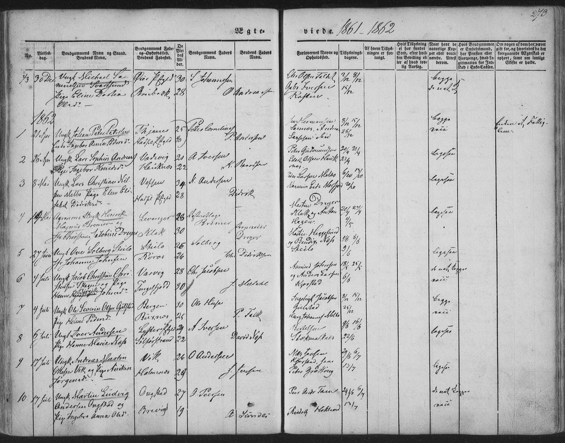 Ministerialprotokoller, klokkerbøker og fødselsregistre - Nordland, AV/SAT-A-1459/888/L1241: Ministerialbok nr. 888A07, 1849-1869, s. 273