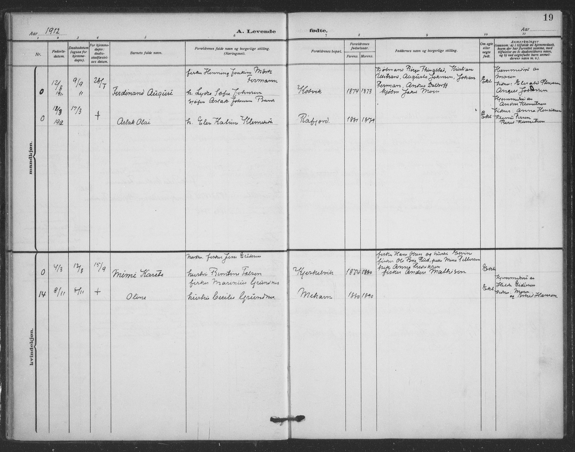 Tana sokneprestkontor, SATØ/S-1334/H/Ha/L0008kirke: Ministerialbok nr. 8, 1908-1920, s. 19