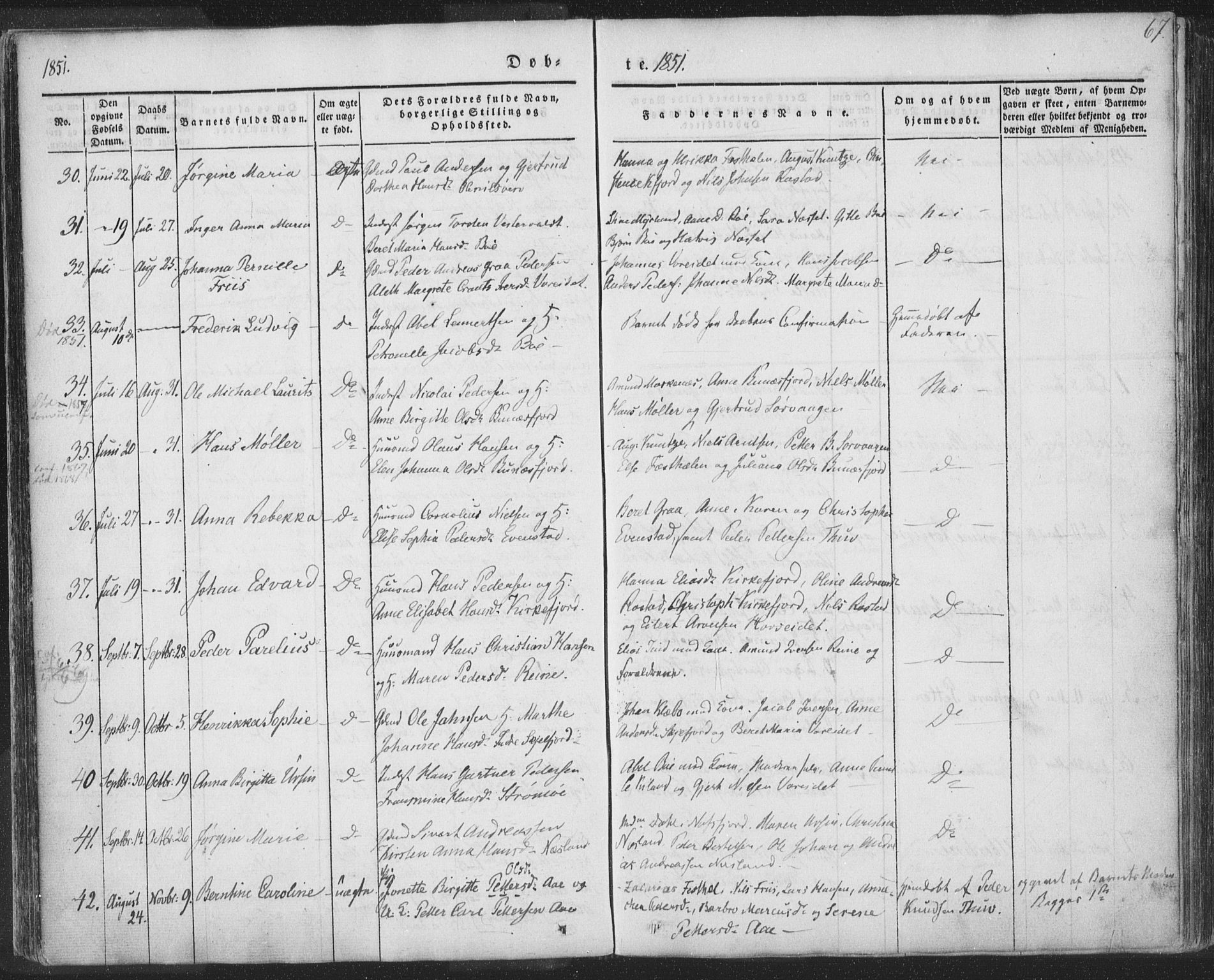 Ministerialprotokoller, klokkerbøker og fødselsregistre - Nordland, AV/SAT-A-1459/885/L1202: Ministerialbok nr. 885A03, 1838-1859, s. 67