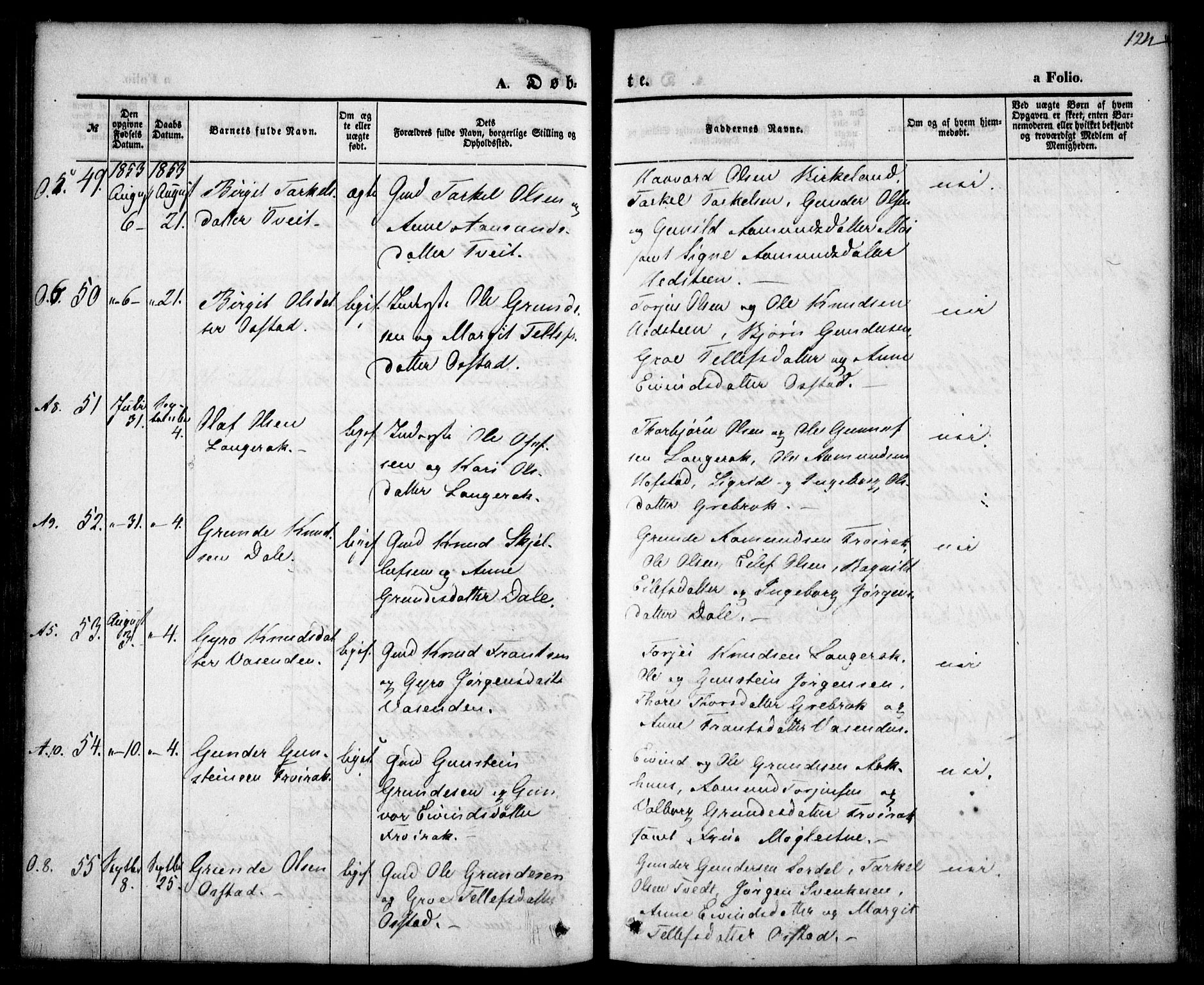 Bygland sokneprestkontor, AV/SAK-1111-0006/F/Fa/Fab/L0004: Ministerialbok nr. A 4, 1842-1858, s. 124