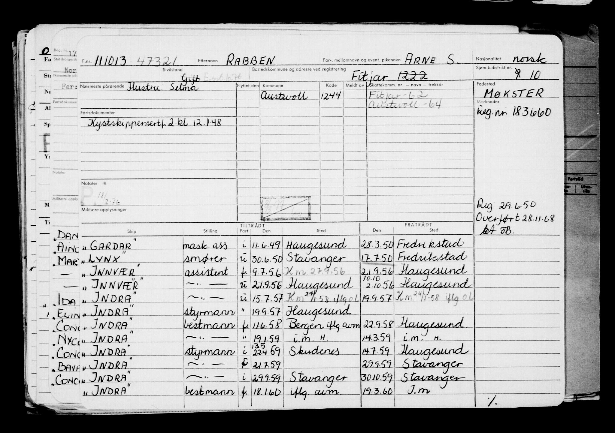 Direktoratet for sjømenn, AV/RA-S-3545/G/Gb/L0116: Hovedkort, 1913, s. 17