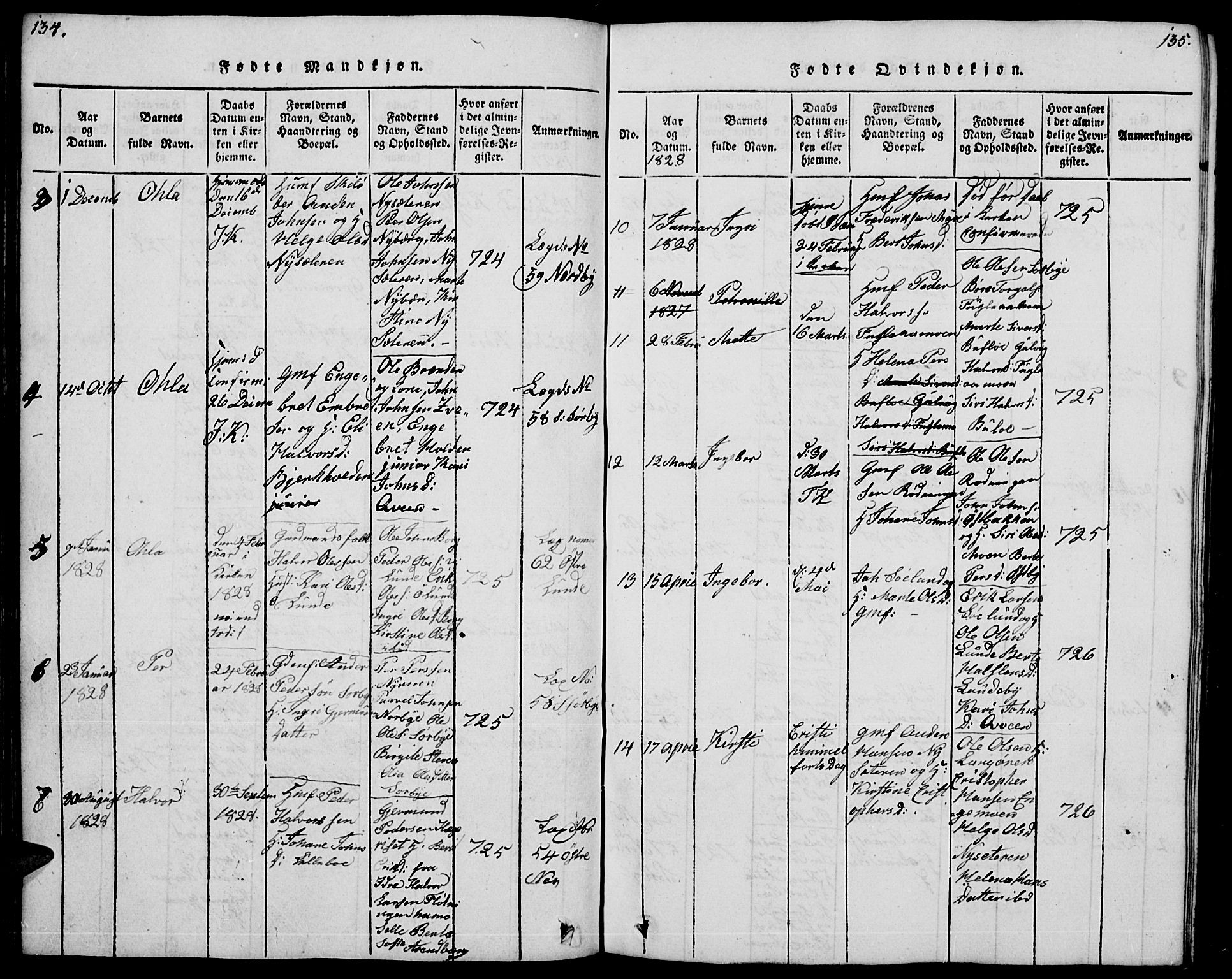 Trysil prestekontor, AV/SAH-PREST-046/H/Ha/Hab/L0004: Klokkerbok nr. 4, 1814-1841, s. 134-135