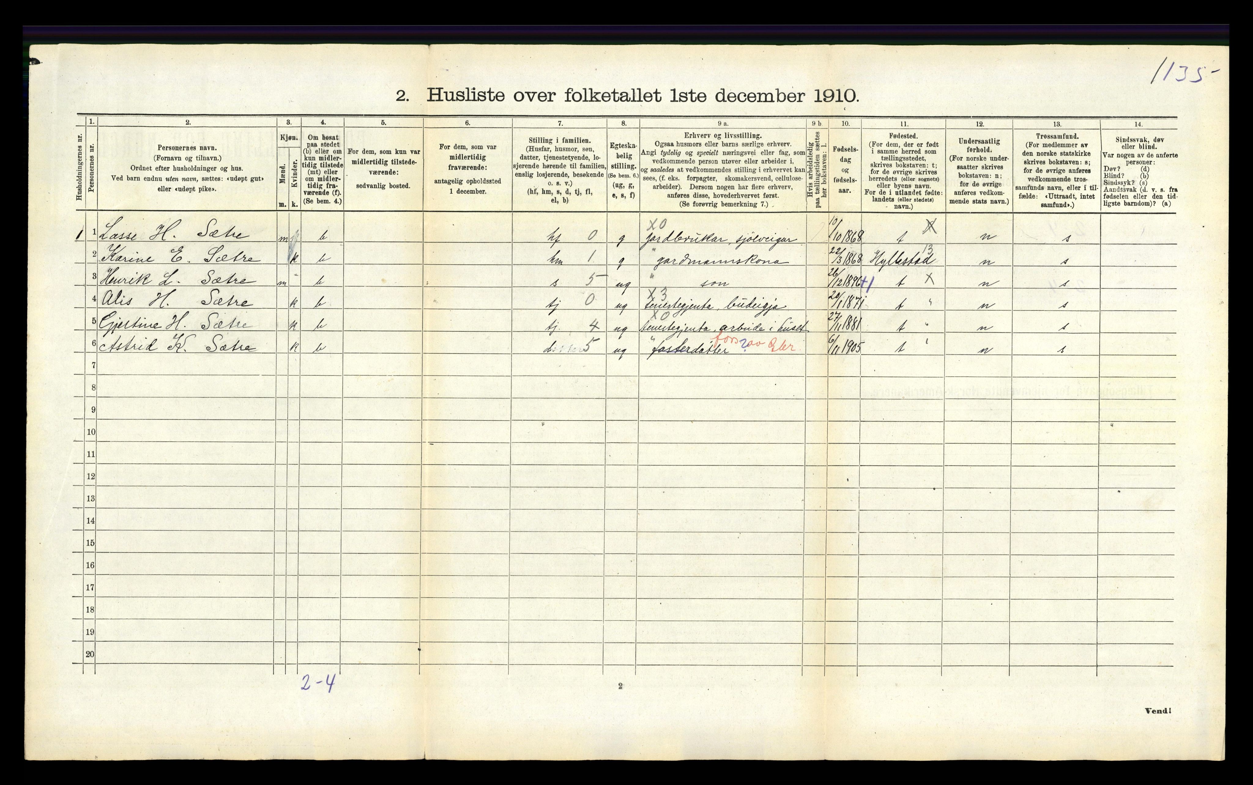 RA, Folketelling 1910 for 1414 Brekke herred, 1910, s. 92