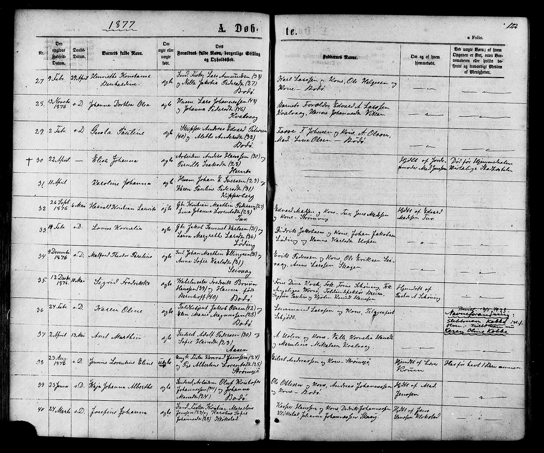 Ministerialprotokoller, klokkerbøker og fødselsregistre - Nordland, AV/SAT-A-1459/801/L0029: Klokkerbok nr. 801C04, 1868-1878, s. 122