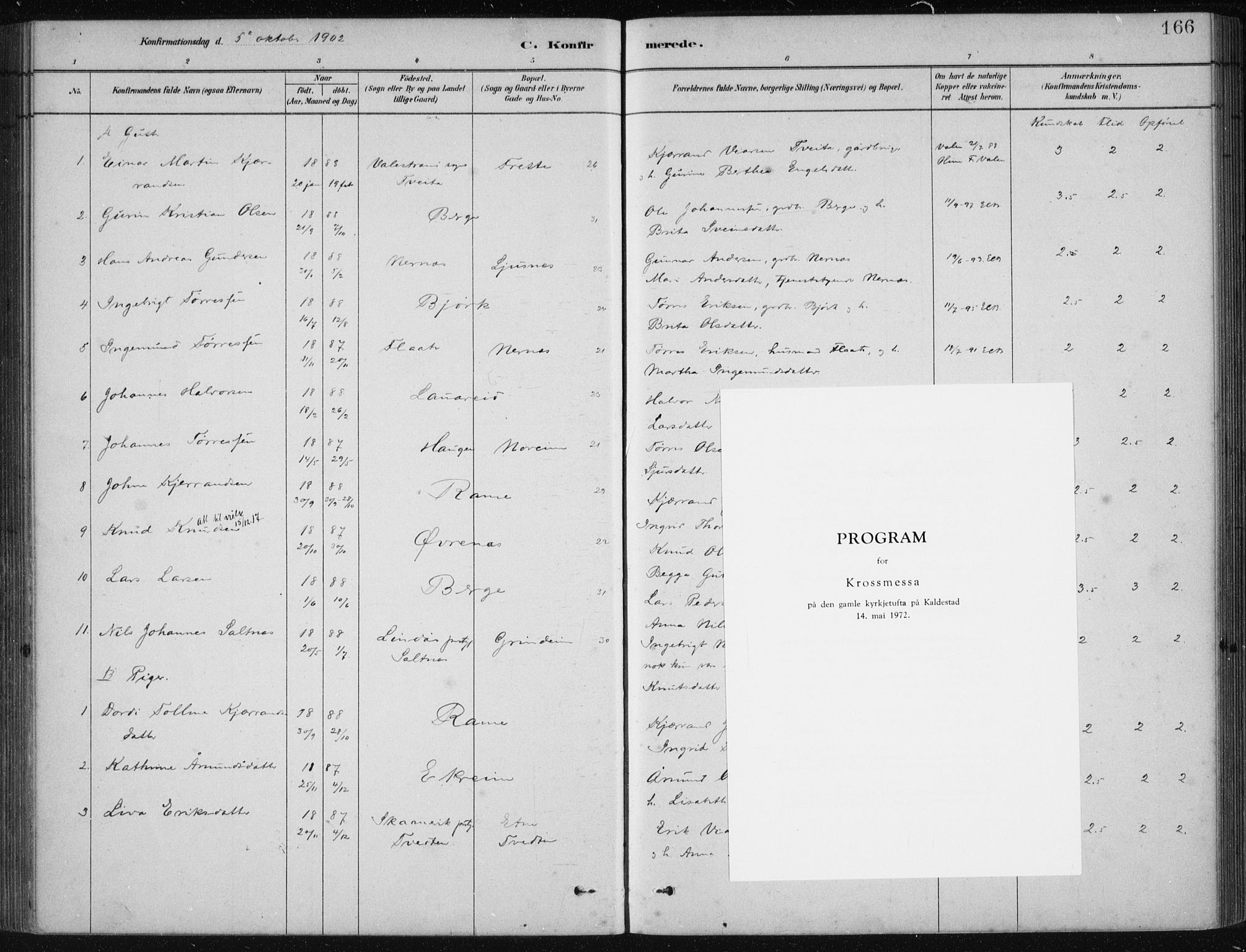 Etne sokneprestembete, SAB/A-75001/H/Haa: Ministerialbok nr. D  1, 1879-1919, s. 166