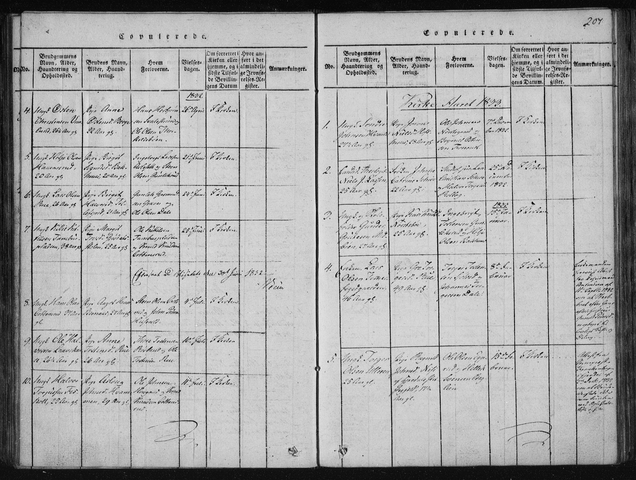 Tinn kirkebøker, AV/SAKO-A-308/F/Fa/L0004: Ministerialbok nr. I 4, 1815-1843, s. 206b-207a
